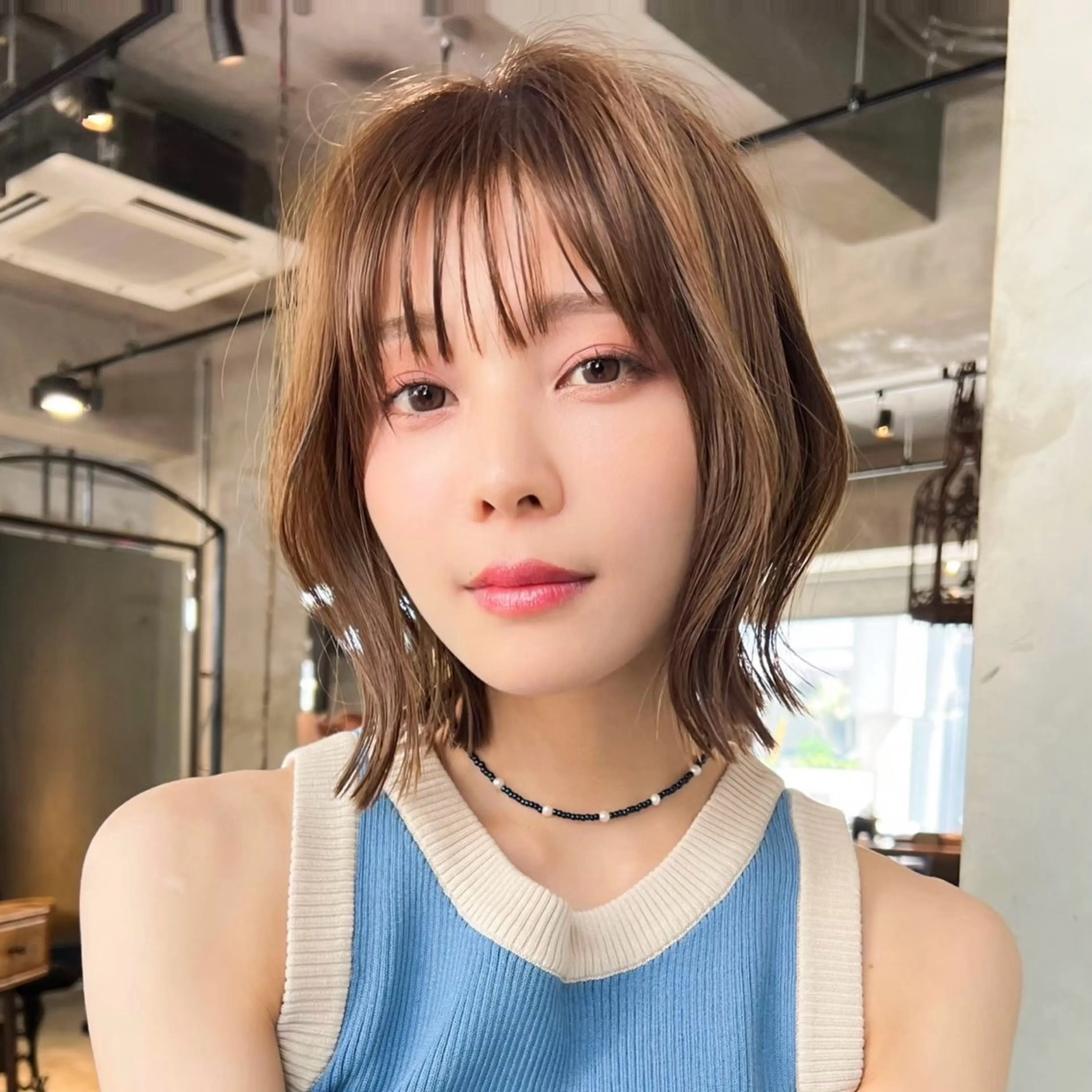 ミディアム カラー パーマ ヘアアレンジ ヘアカラー くびれヘア/艶カラー /美髪矯正🌼喜美花のヘアスタイル