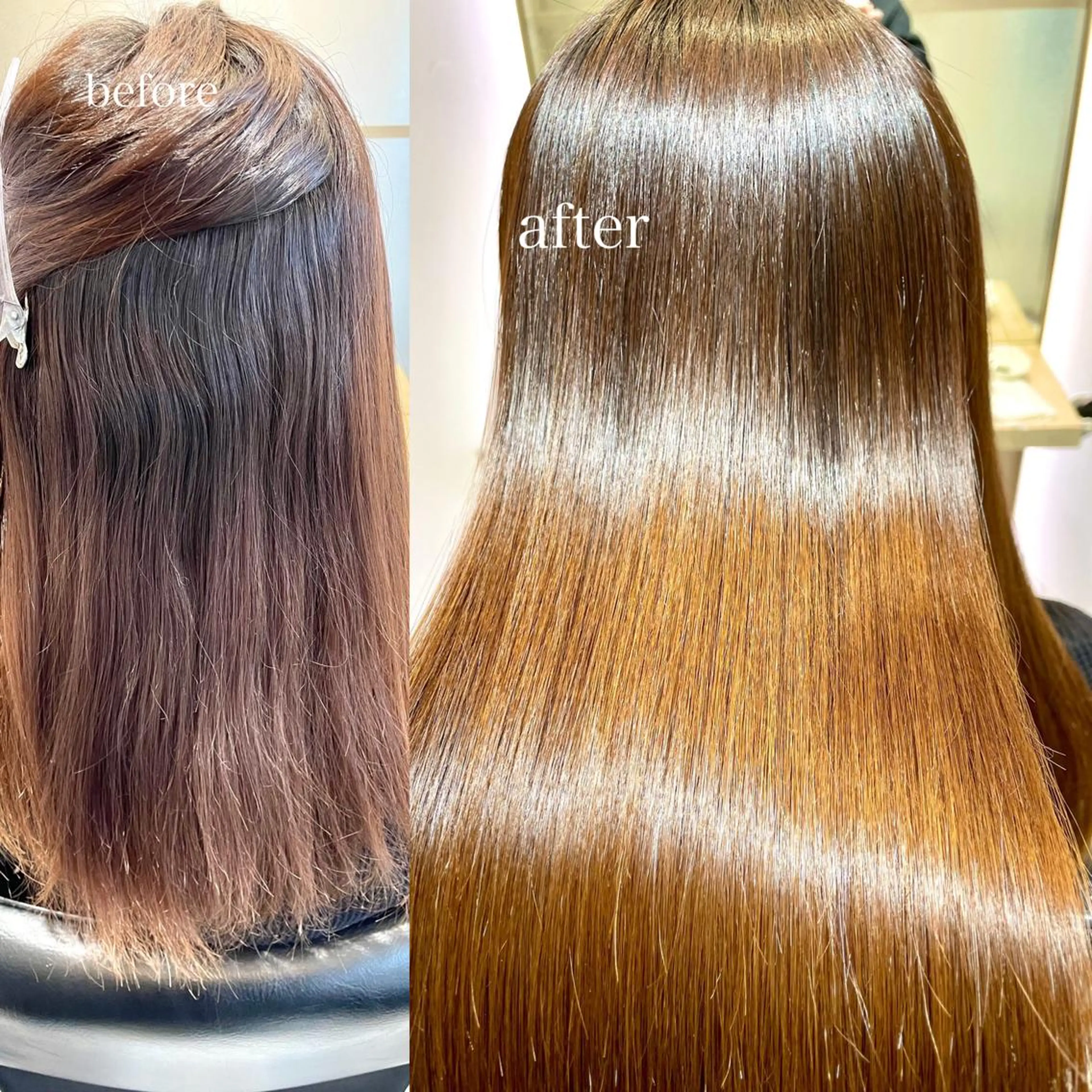 セミロング カット 縮毛矯正 トリートメント ウサミ/透明感カラー レイヤーカット🌈のヘアスタイル