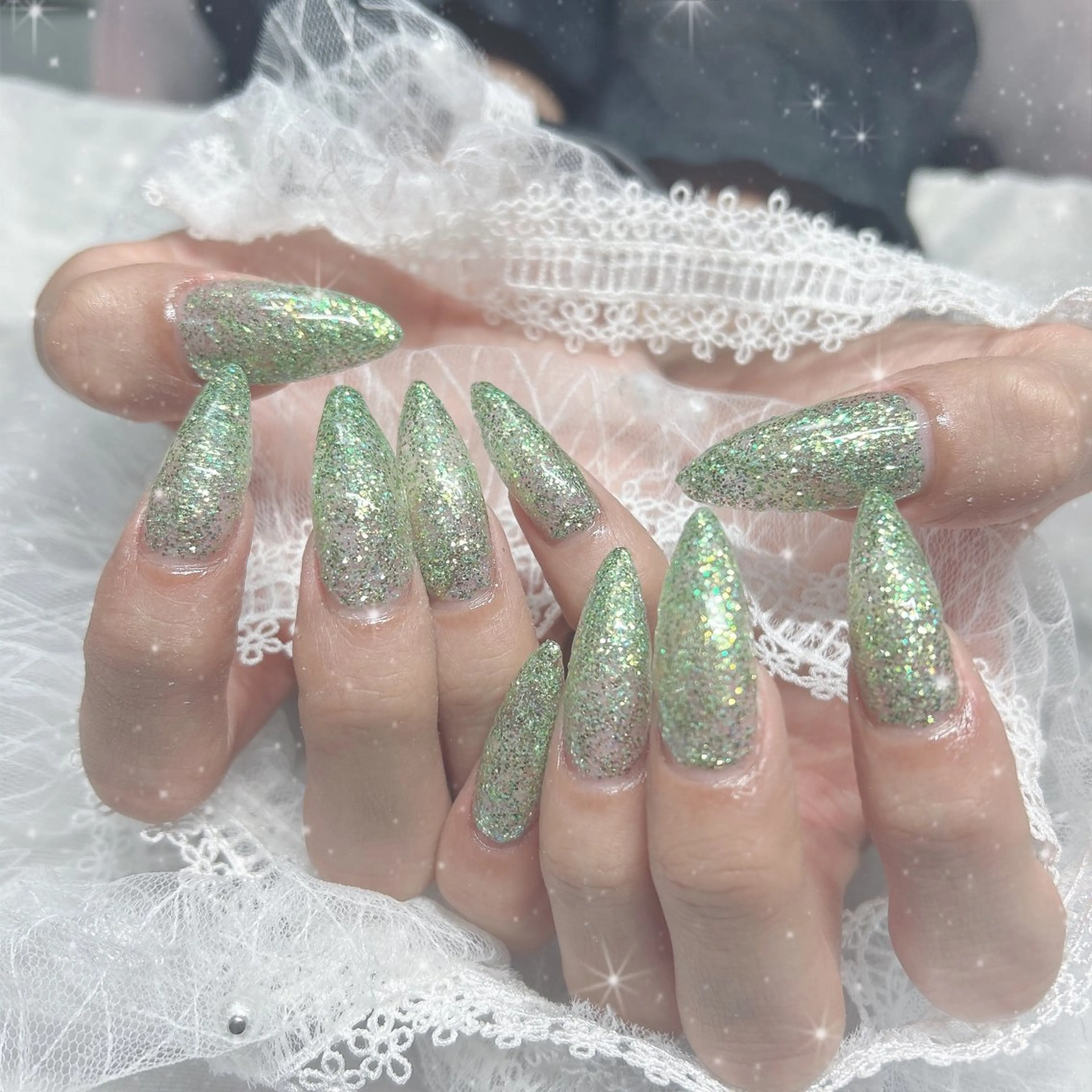 ネイル グリーン スカルプネイル ハンドネイル Bestnail所属・Best Nail Yu🎀🫧のネイルデザイン