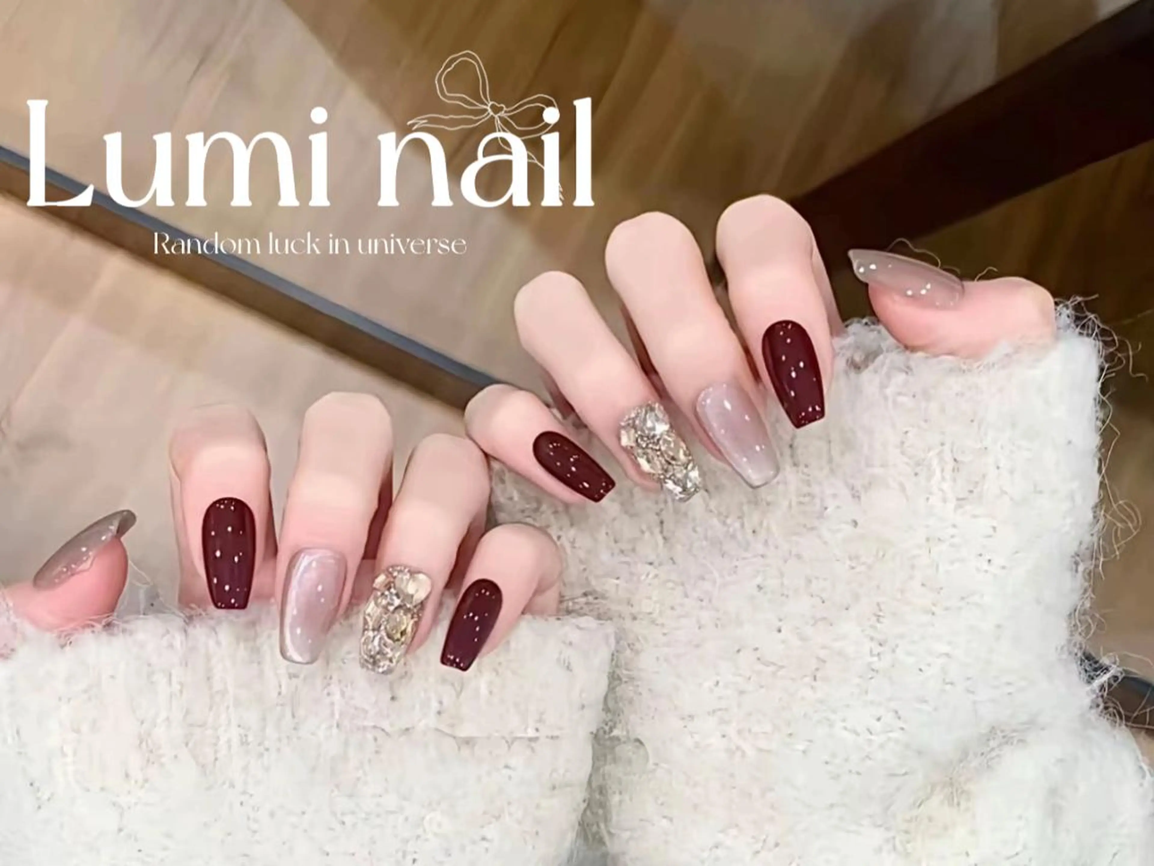 ネイル ツイードネイル 冬ネイル クリスマス 神崎 理沙のネイルデザイン