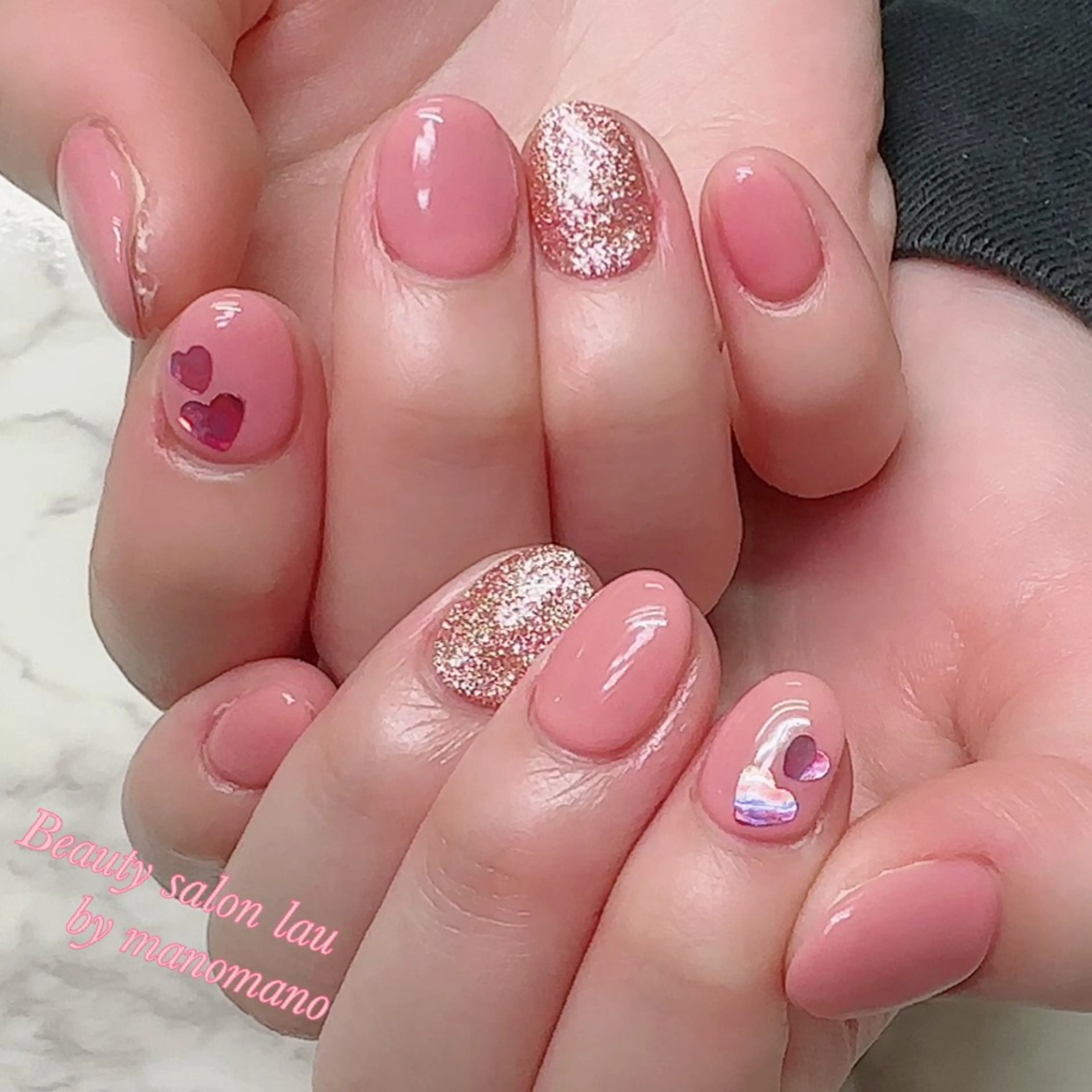 ネイル ハート ラウバイマノマノ なかざとのネイルデザイン