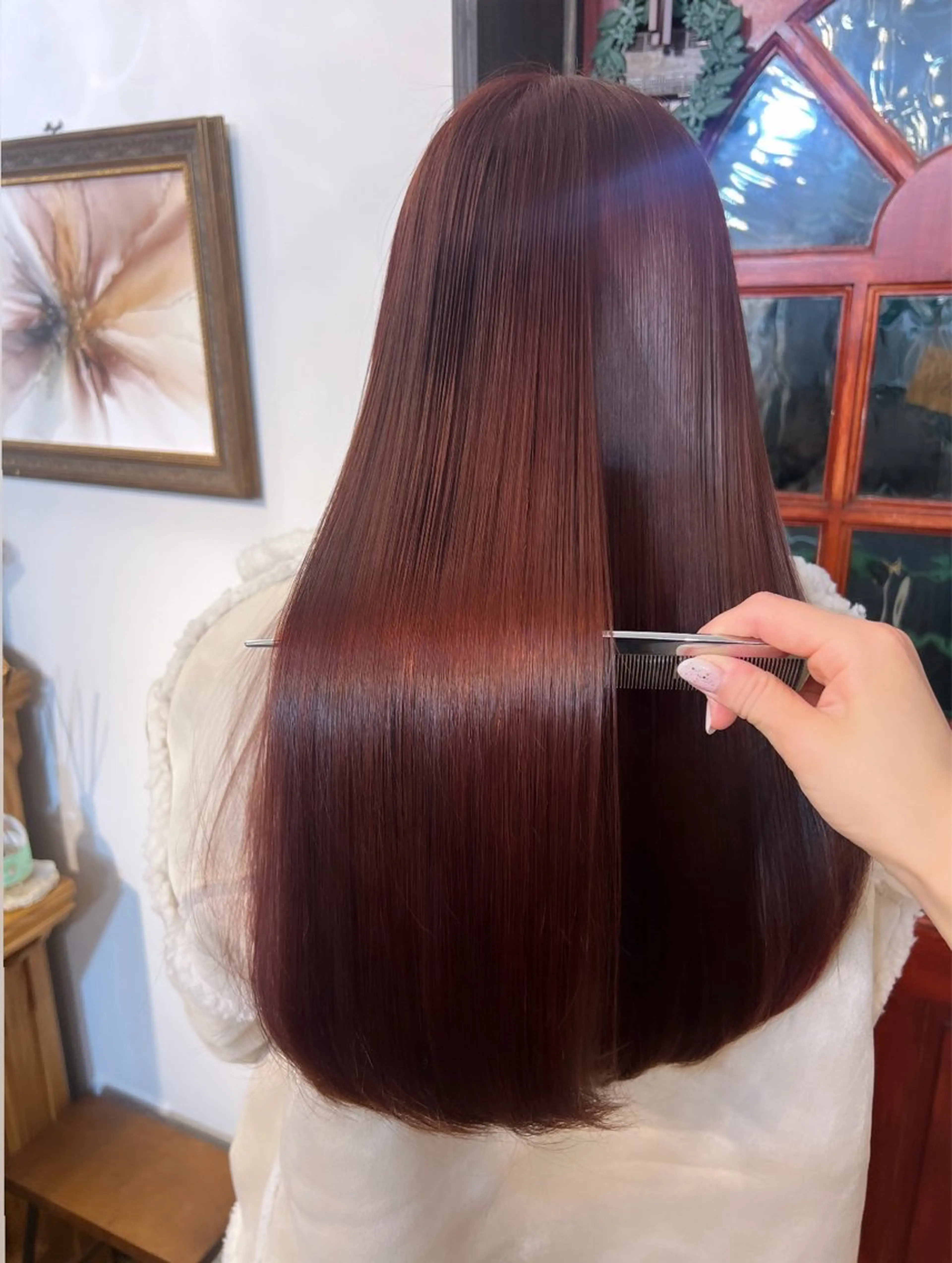 ロング カラー ブリーチ ブリーチなしカラー ピンクカラー カット ヘアカラー トリートメント Reve所属・那須野 美月のヘアスタイル