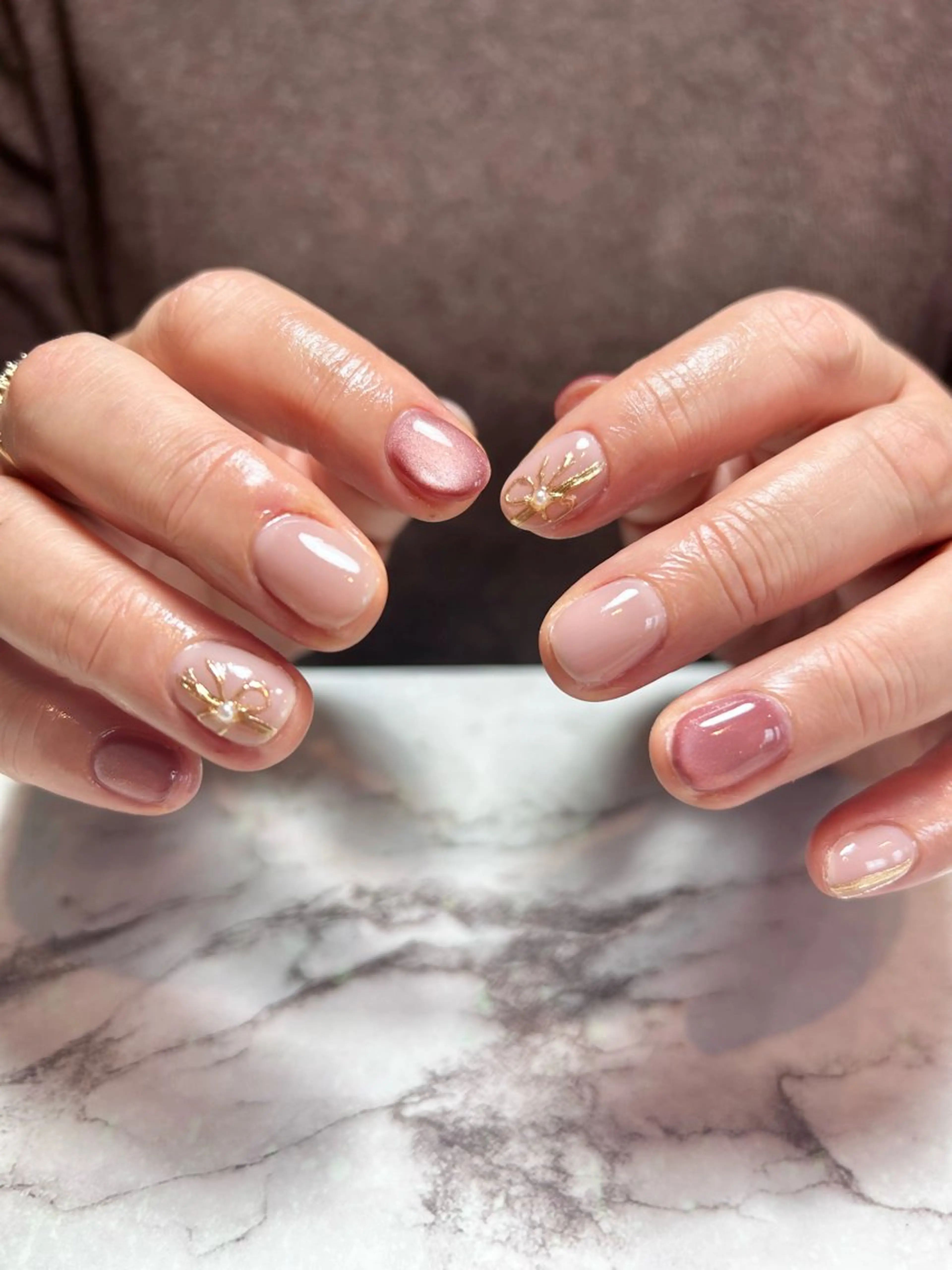 ネイル リボン ハンドネイル TESORO nailのネイルデザイン