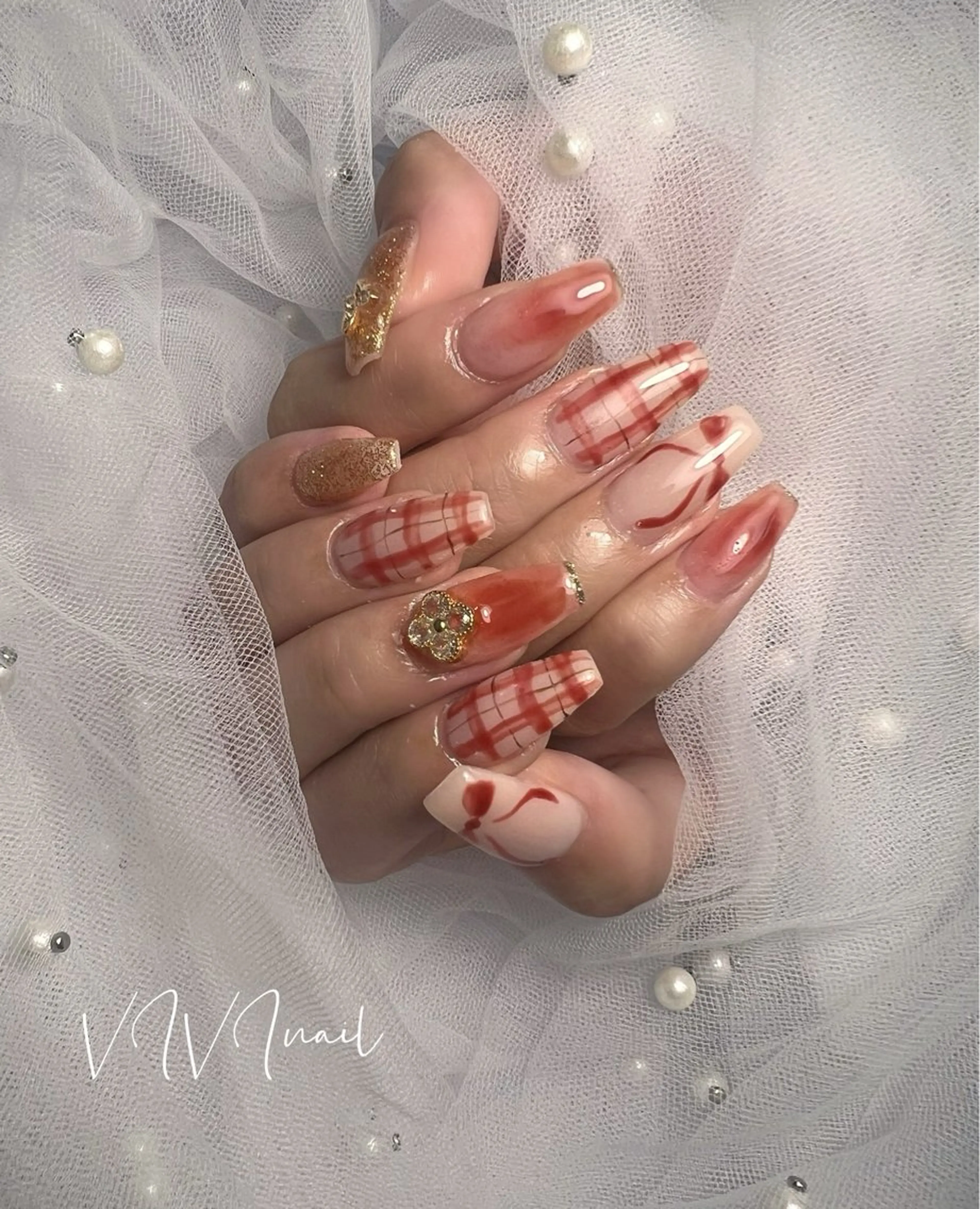 ネイル リボン ハンドネイル vivi nailのネイルデザイン