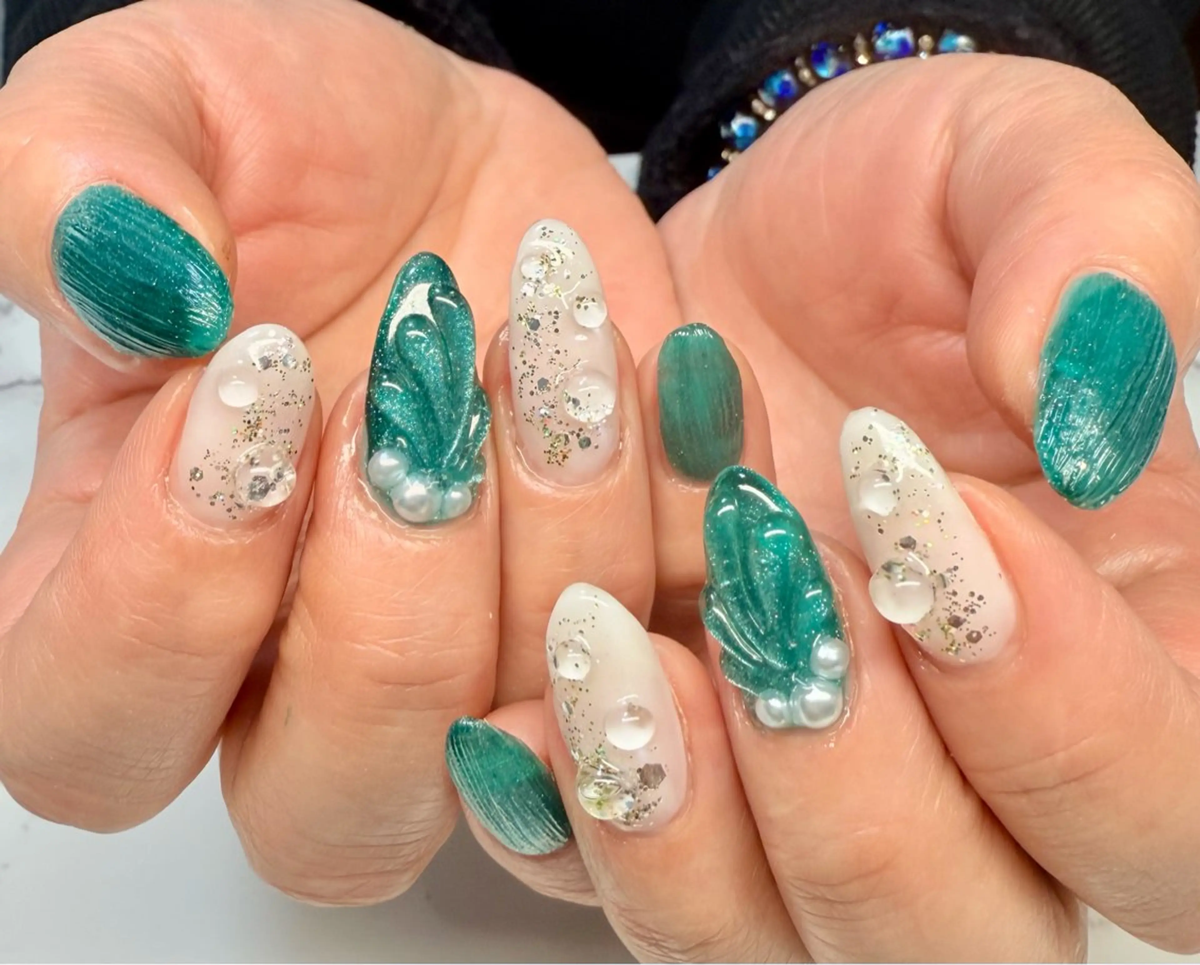 ネイル アートネイル チークネイル フレンチネイル 氷ネイル・うるうるネイル キラキラネイル M.N_ nailのネイルデザイン