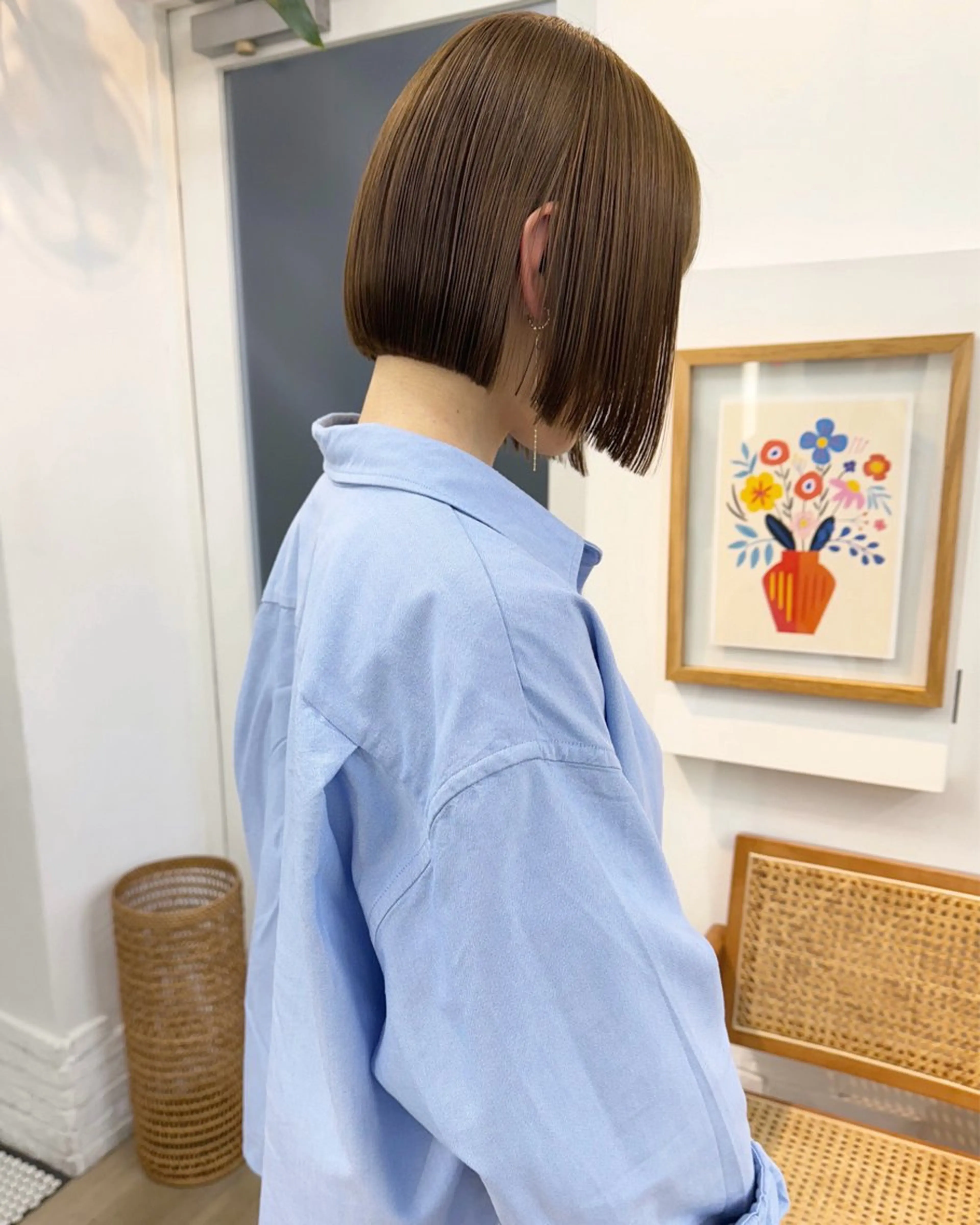 ショート カラー ベージュカラー オリーブベージュ ボブ カット ヘアカラー トリートメント あおやぎ ななのヘアスタイル