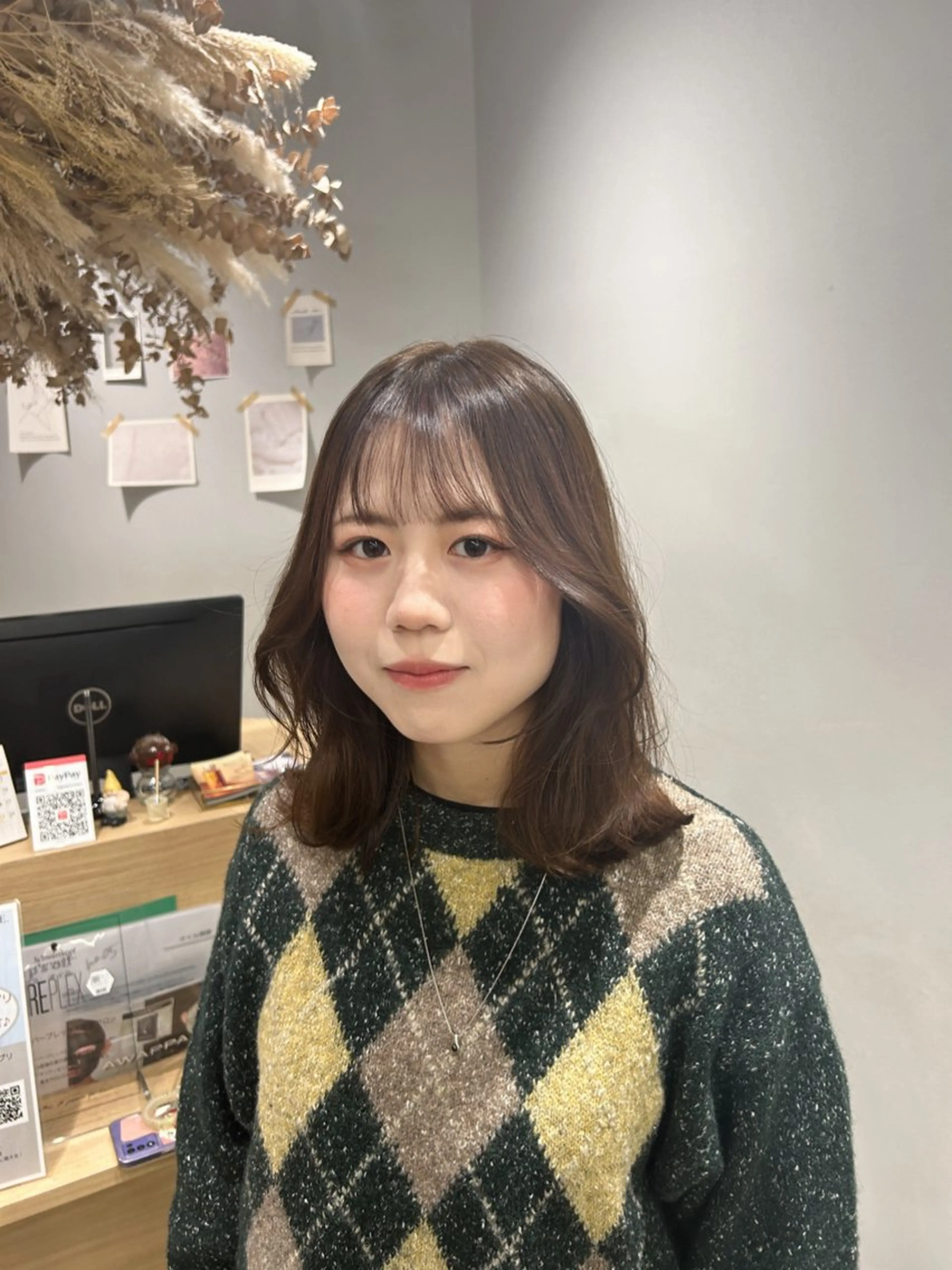 ミディアム カラー ブラウンカラー Lien by kiitos所属・韓国ヘア×レイヤー カット/上田丈也のヘアスタイル