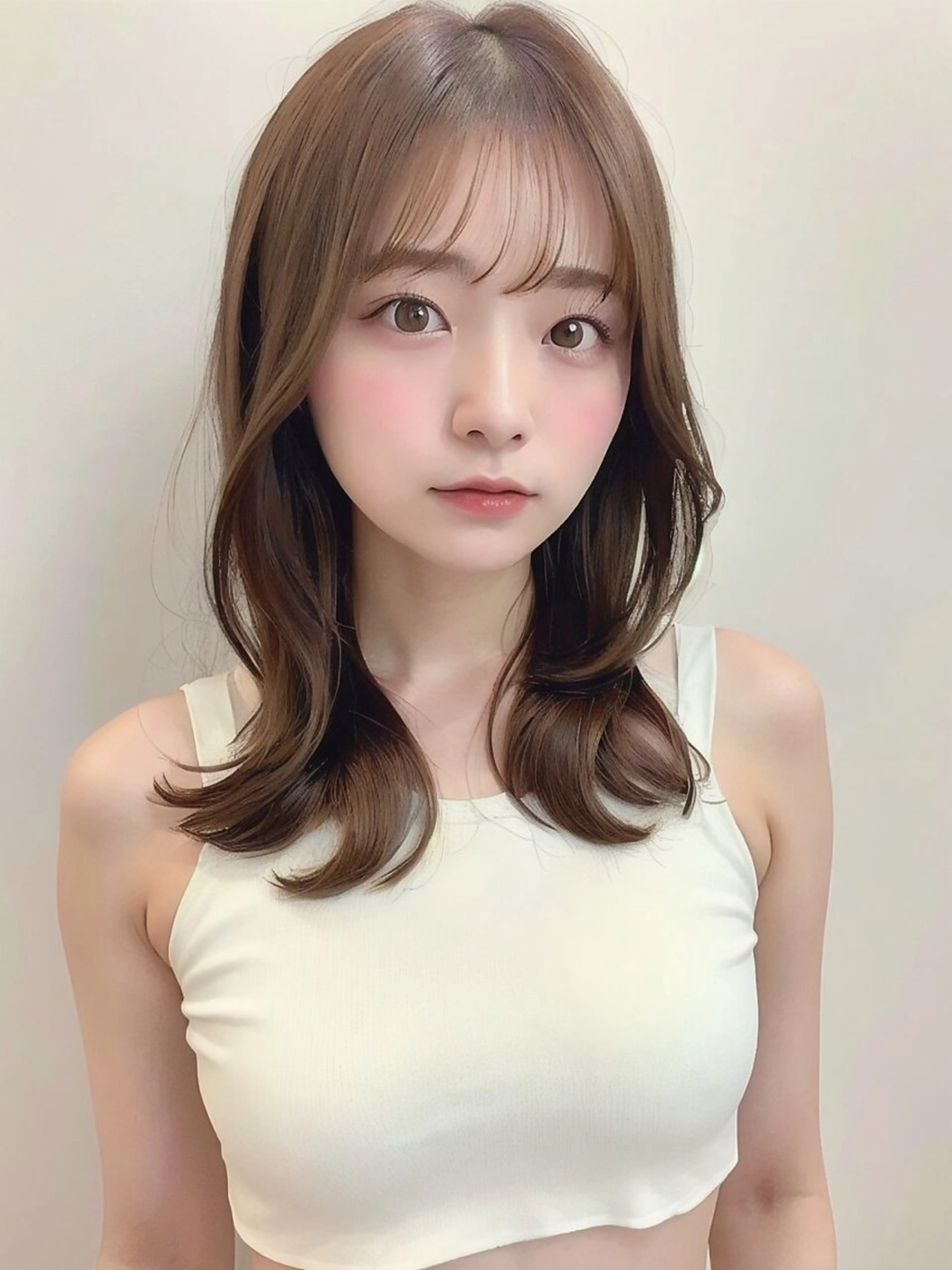 ミディアム ミディアムパーマ 顔周りカット レイヤーカット aletta 大森町のヘアスタイル