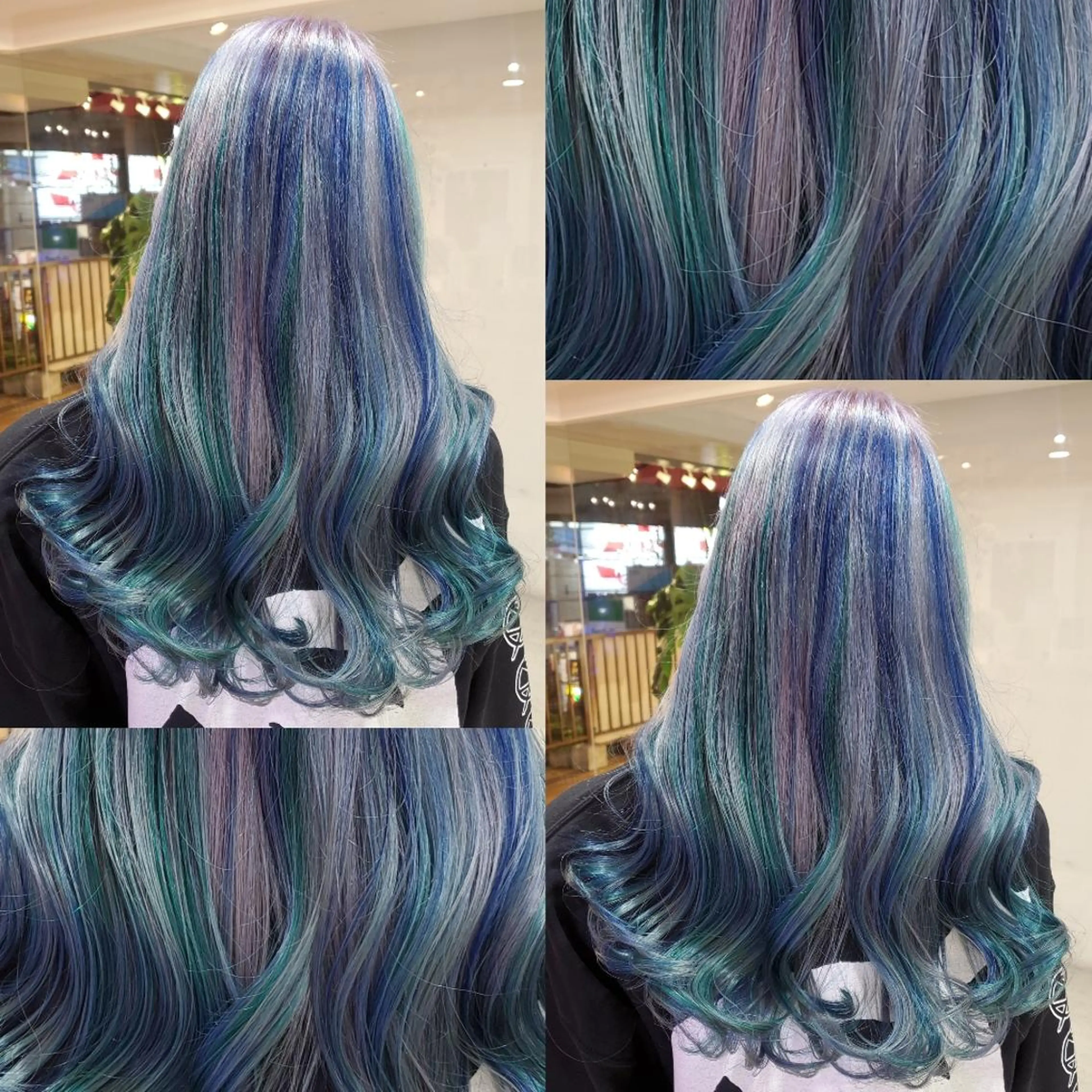 ロング ヘアカラー ツヤ髪✨縮毛矯正 ハイトーンカラーのヘアスタイル