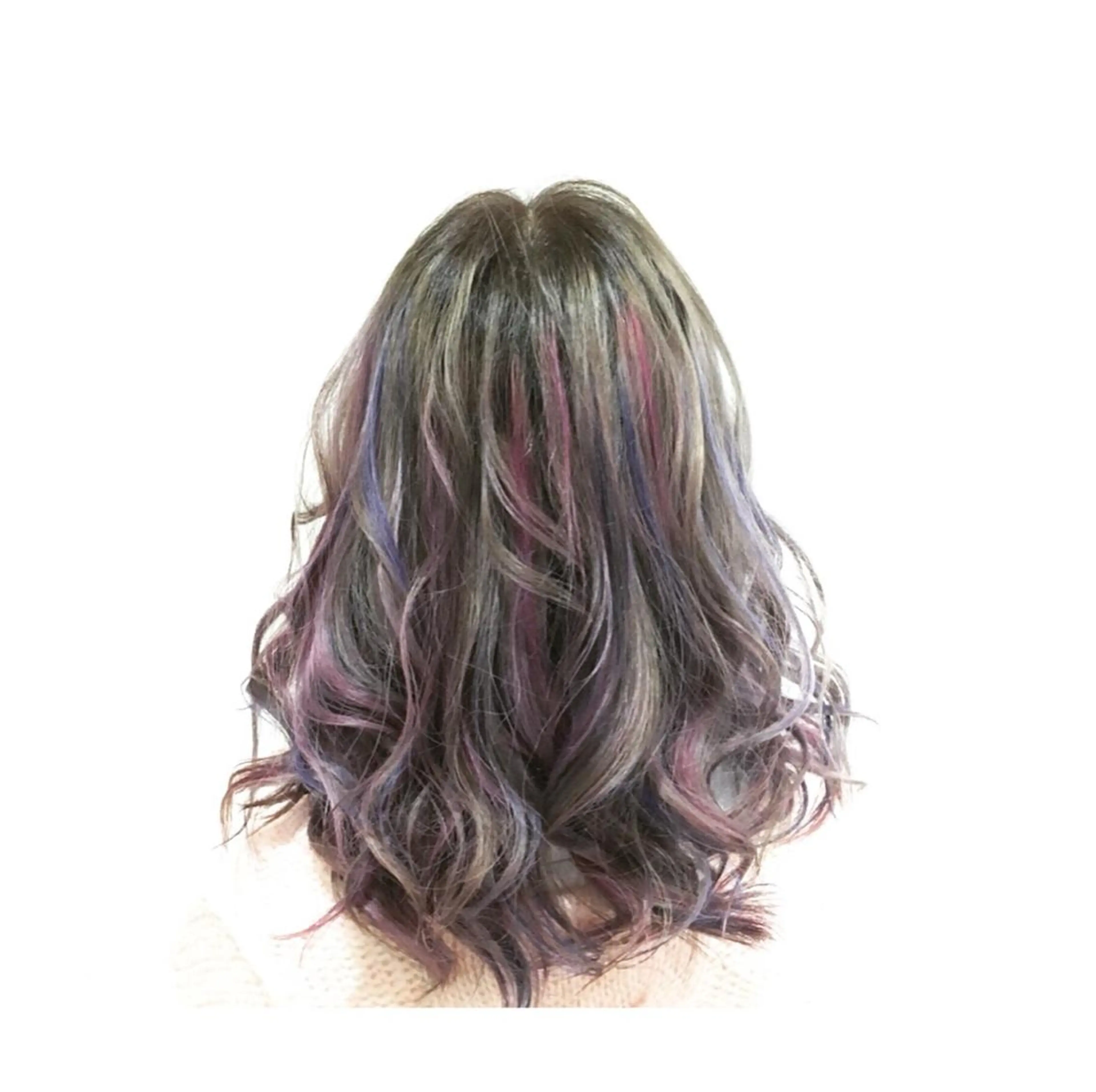 ミディアム カラー メッシュ ユニコーンカラー ヘアカラー トリートメント 💓シールエクステ for...のヘアスタイル