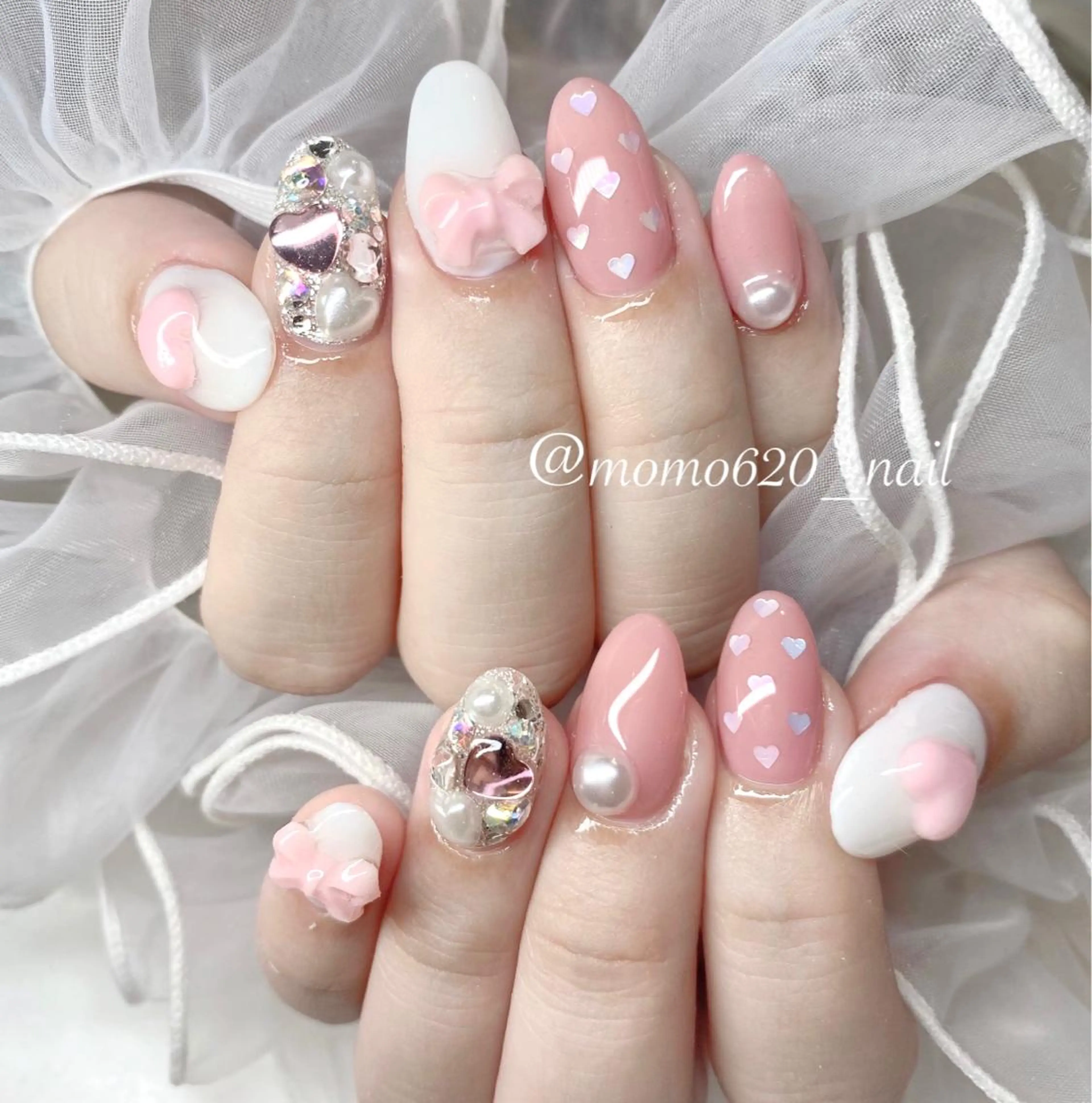 ネイル ピンク nailsalon moca 堀江店所属・moca堀江店 momokaのネイルデザイン