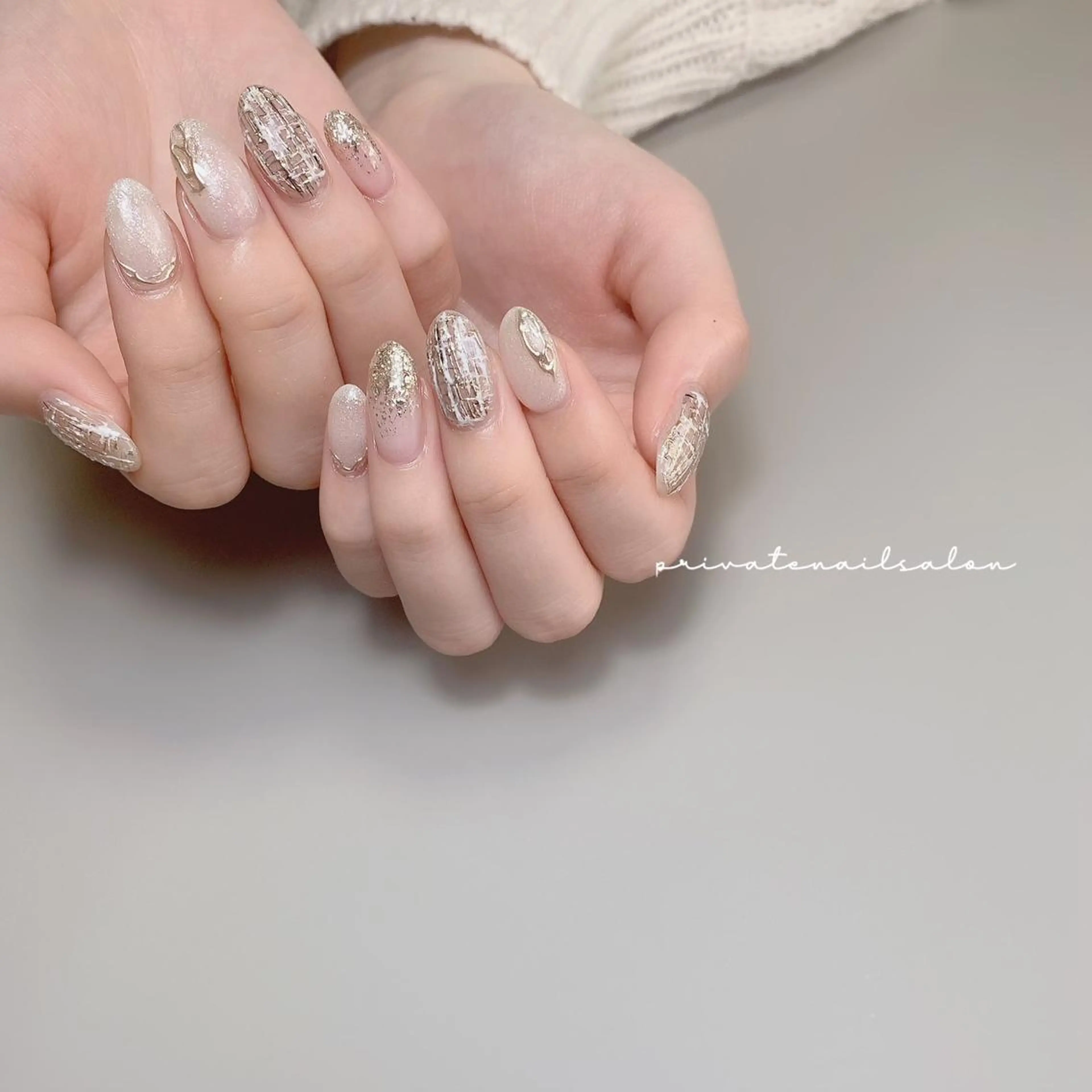 ネイル ツイードネイル 冬ネイル ハンドネイル Liebe nailのネイルデザイン