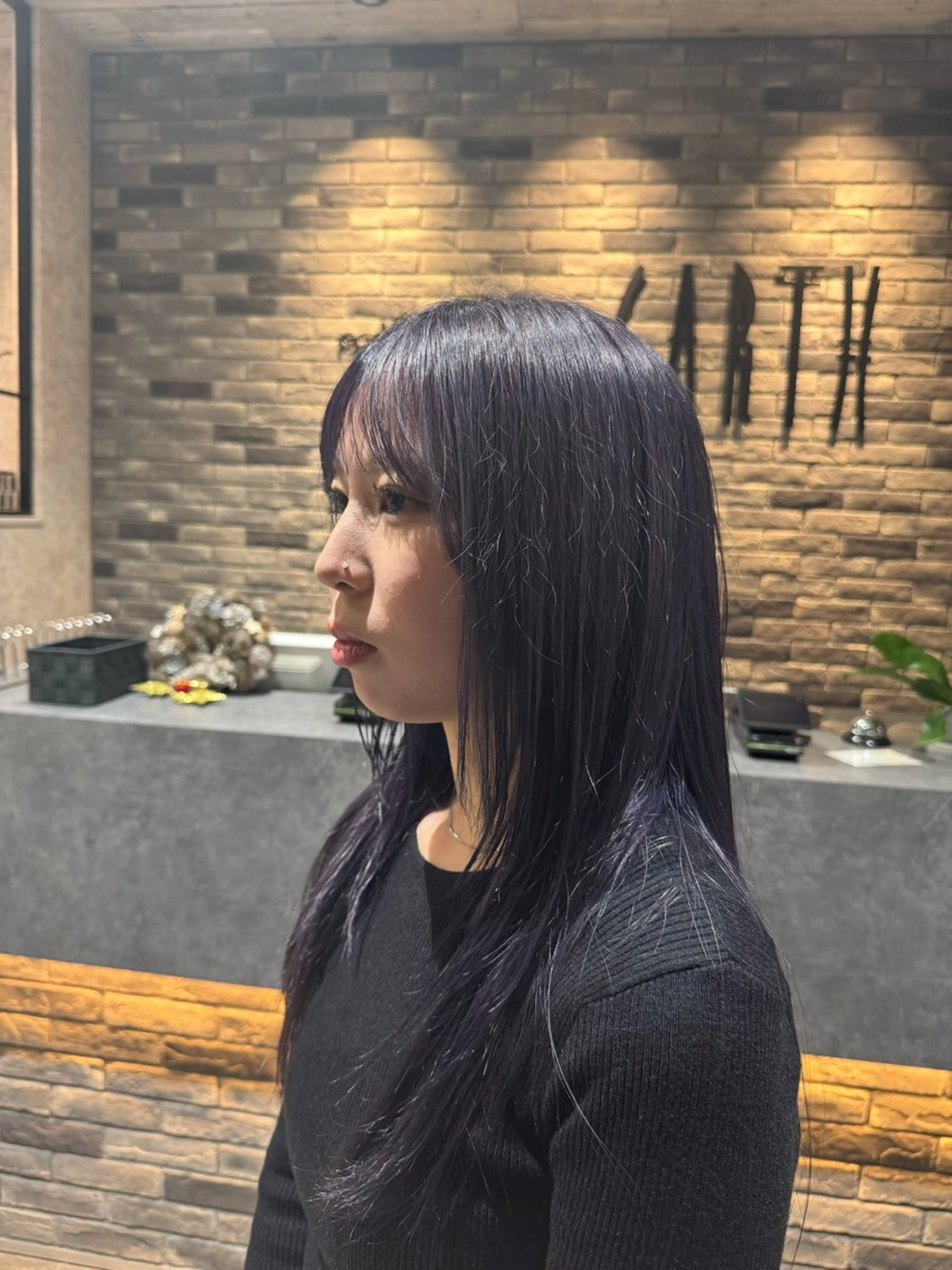 セミロング ヘアカラー earth中野山 村松　和磨のヘアスタイル