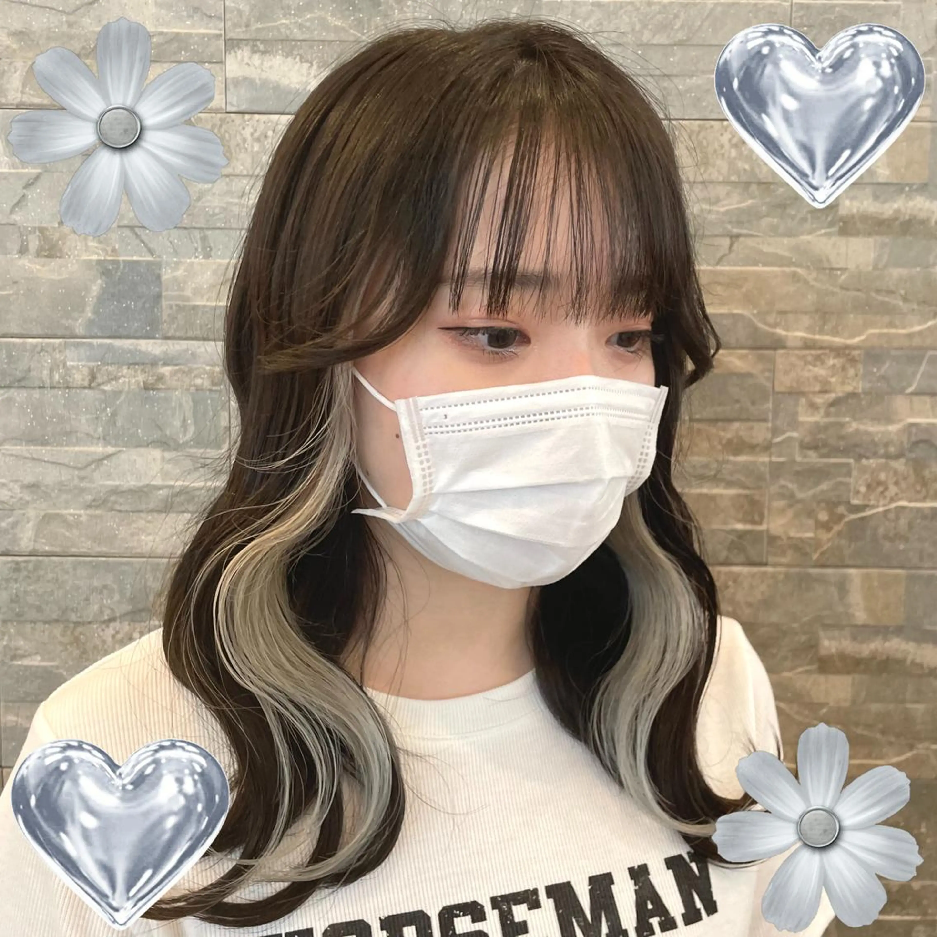 セミロング カラー ブリーチ シルバー ホワイトシルバー La Blessグランサロン梅田店所属・梅田美容室/ブリーチ なし/レイヤーカットのヘアスタイル