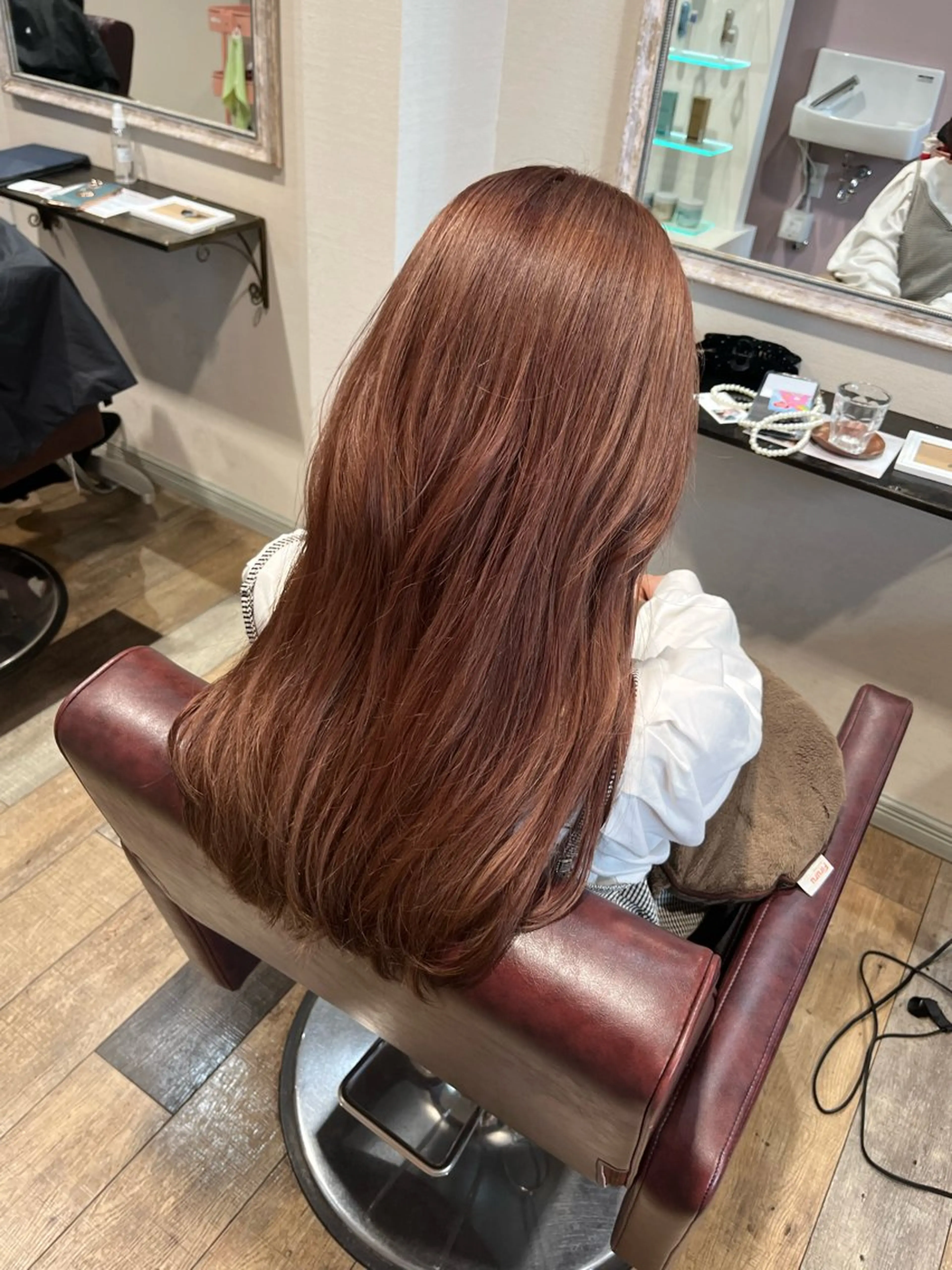 ロング カラー ブラウンカラー オレンジ オレンジブラウン 顔まわり/オフィス カラー/青栁優🔆のヘアスタイル