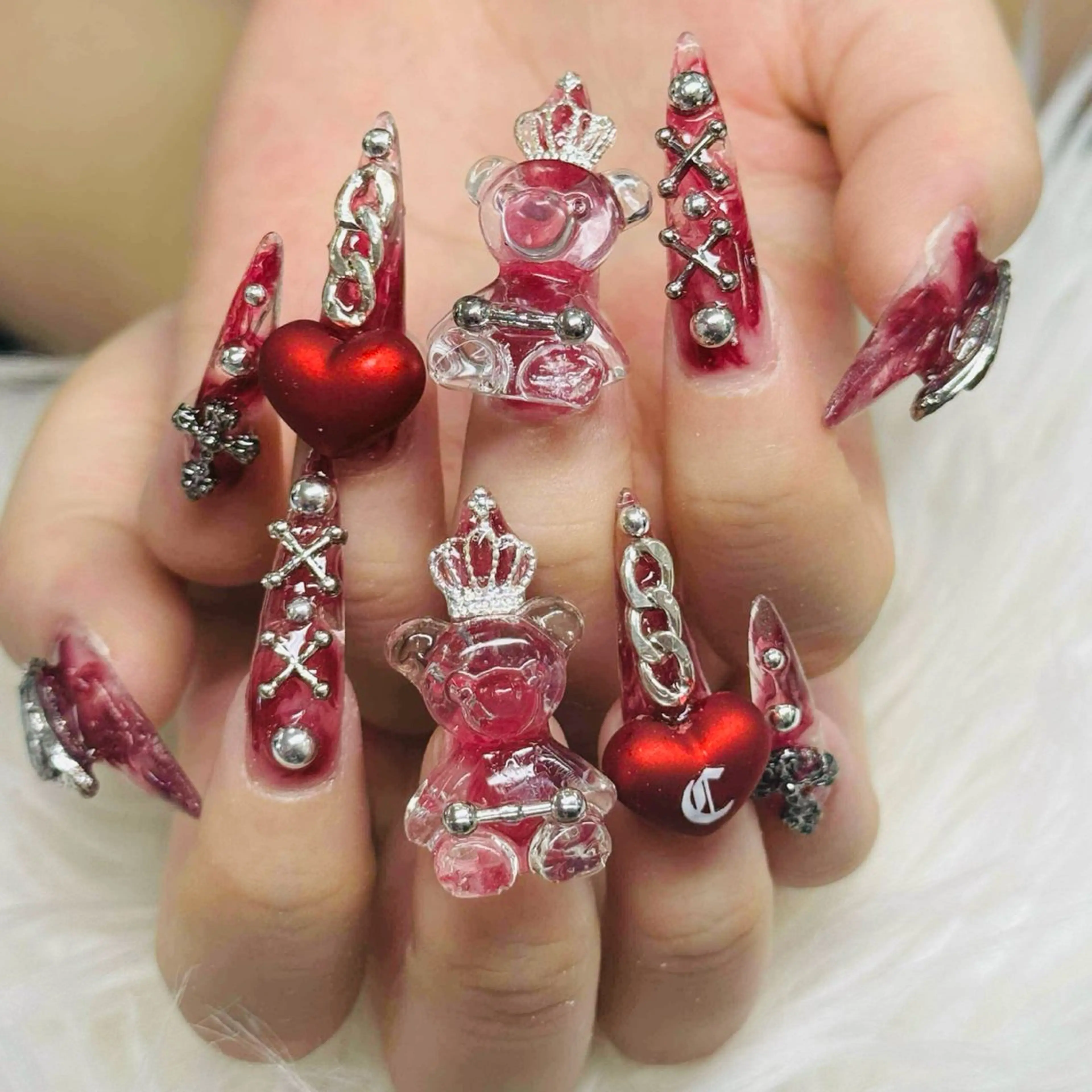 ネイル チークネイル 長さ出し フットネイル マグネットネイル 持ち込み ハンドネイル ANH NAIL ゴテゴテ専門店💎のネイルデザイン