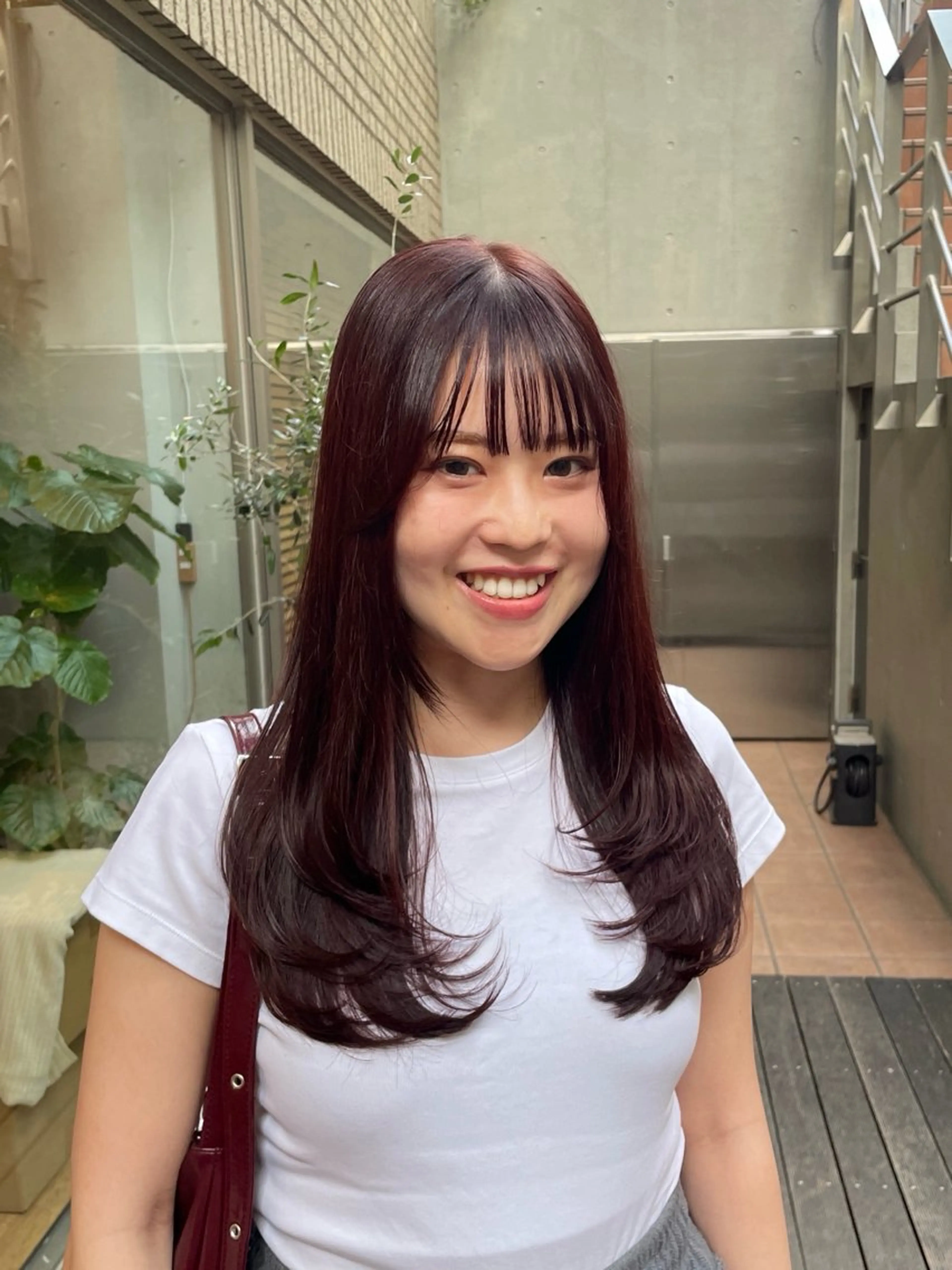 ロング カラー ブリーチ ブリーチなしカラー レッドカラー レイヤーカット カット ヘアカラー トリートメント 縮毛矯正/暖色 カラー/ひかるのヘアスタイル