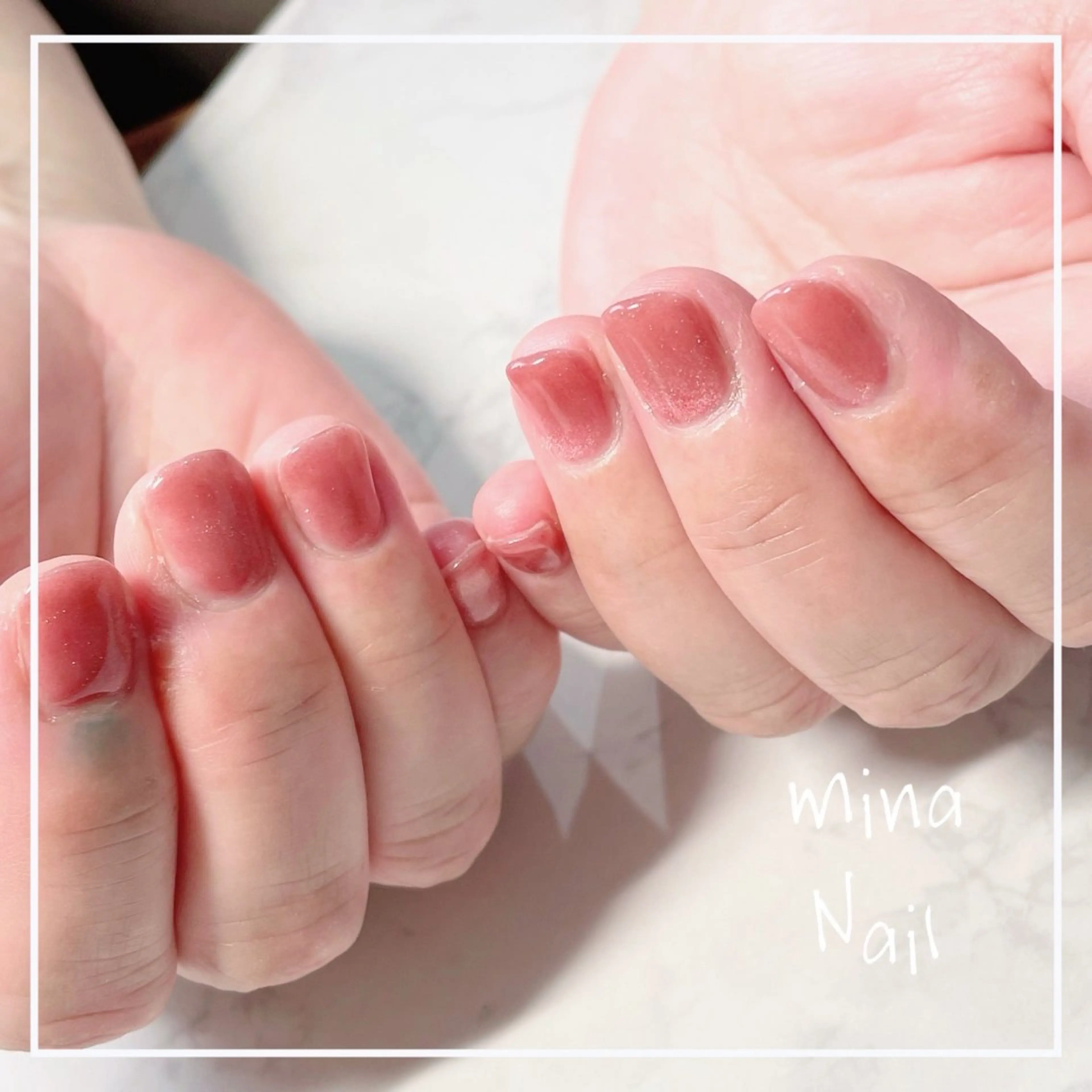 ネイル マグネットネイル ピンク ショートネイル mina Nailのネイルデザイン