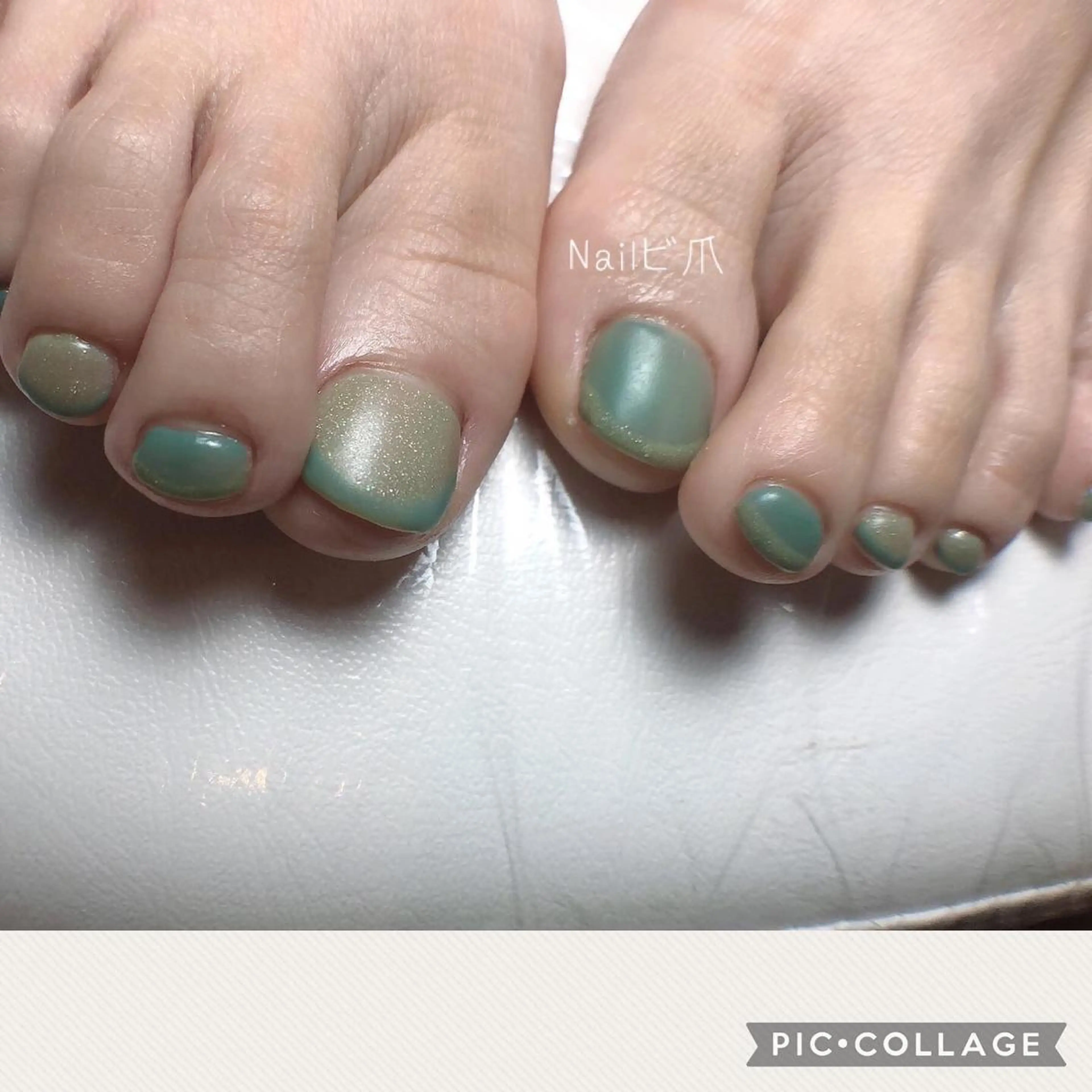 ネイル フレンチネイル グリーン フットネイル Nail ビ爪のネイルデザイン