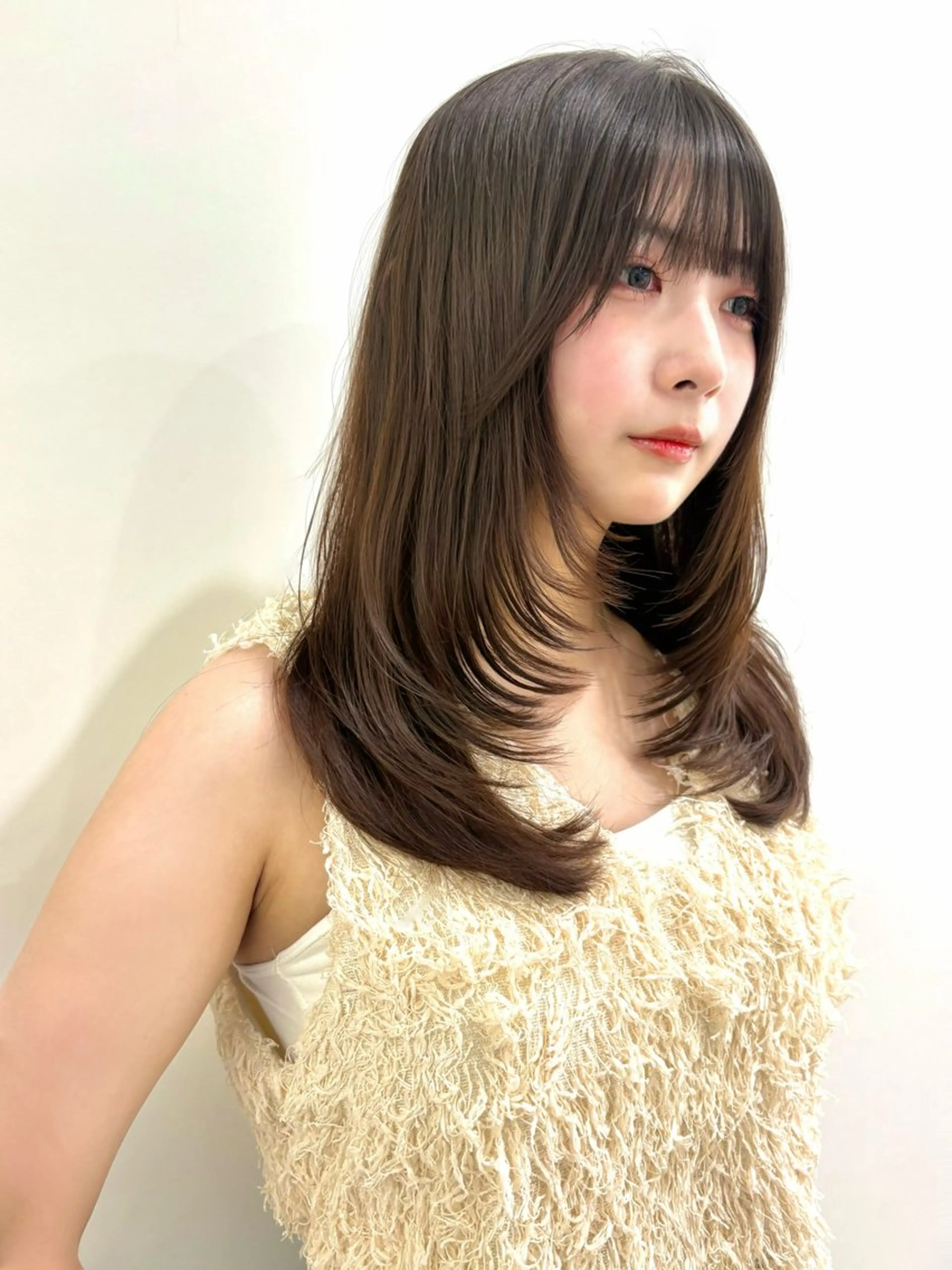 セミロング カット ヘアカラー トリートメント PULSE yokohama所属・レイヤー |オリーブ |ヘーゼルベージュのヘアスタイル