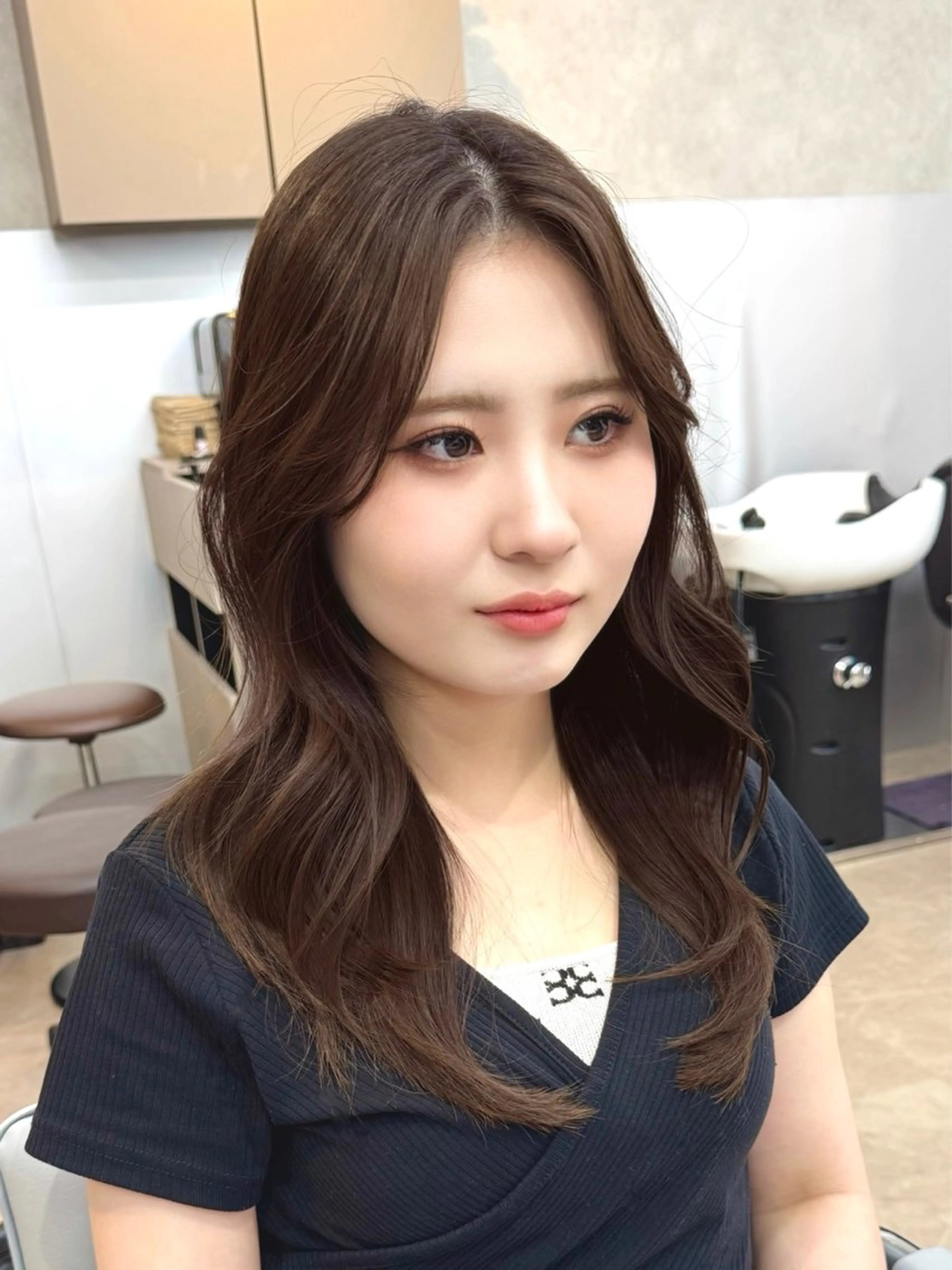 セミロング カット ヘアカラー トリートメント ✨韓国ヘア✨ レイヤー✂️鎌倉楓麻のヘアスタイル