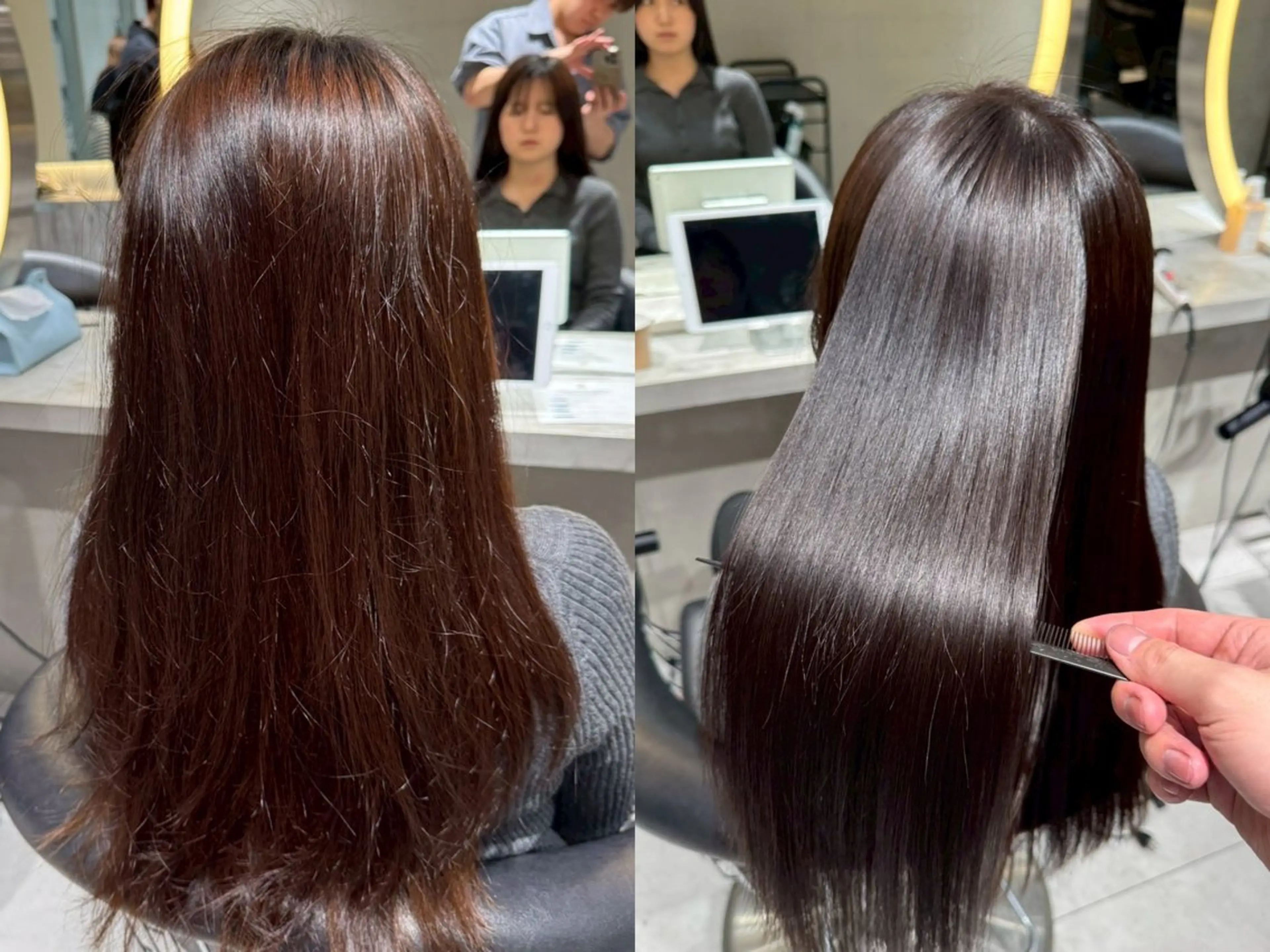 ロング ロング 縮毛矯正 トリートメント 韓国🇰🇷レイヤー 透明感/秀瑛🩶のヘアスタイル
