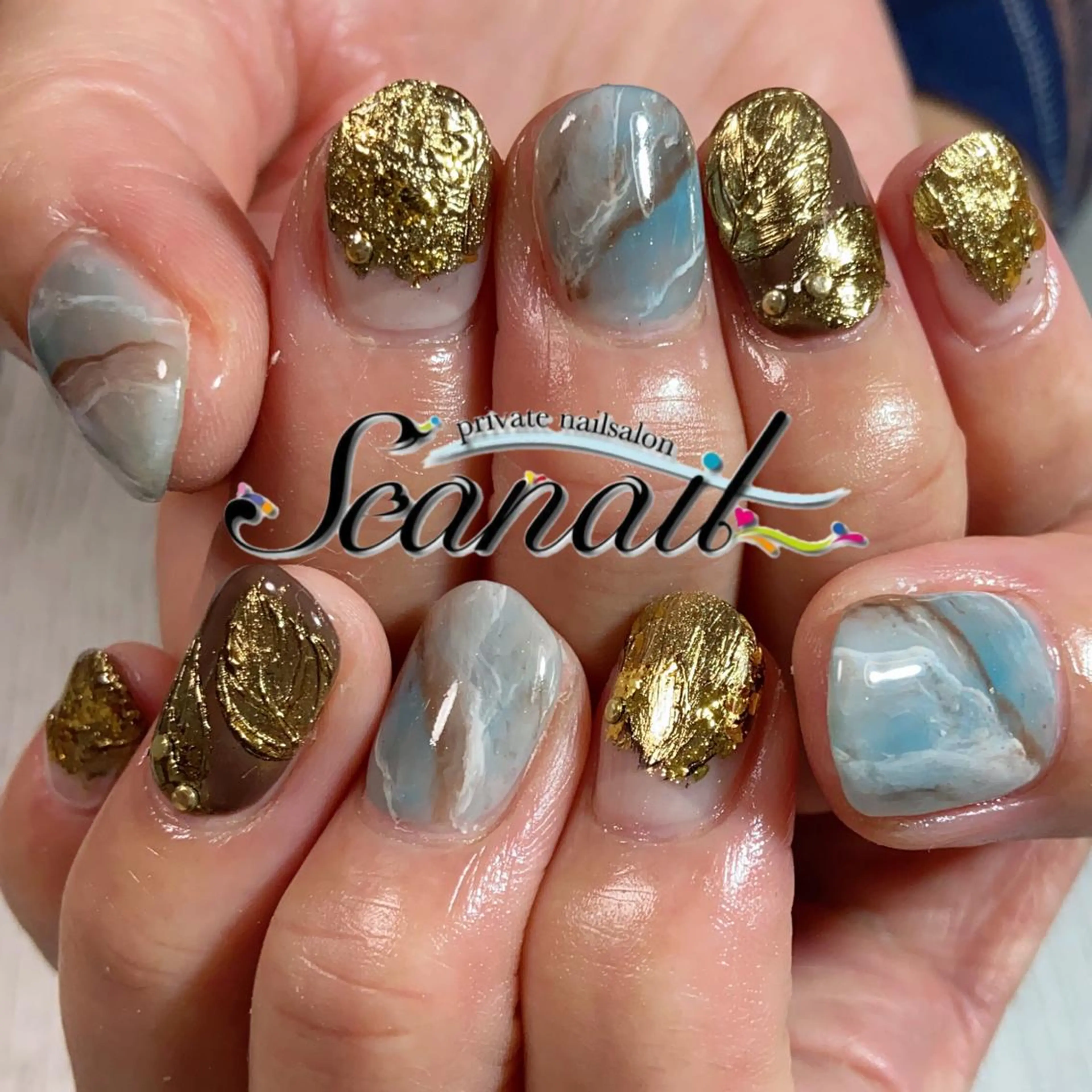 ネイル アートネイル フットネイル ジェルネイル 大理石ネイル(マーブル) 持ち込み 小尾 栞のネイルデザイン