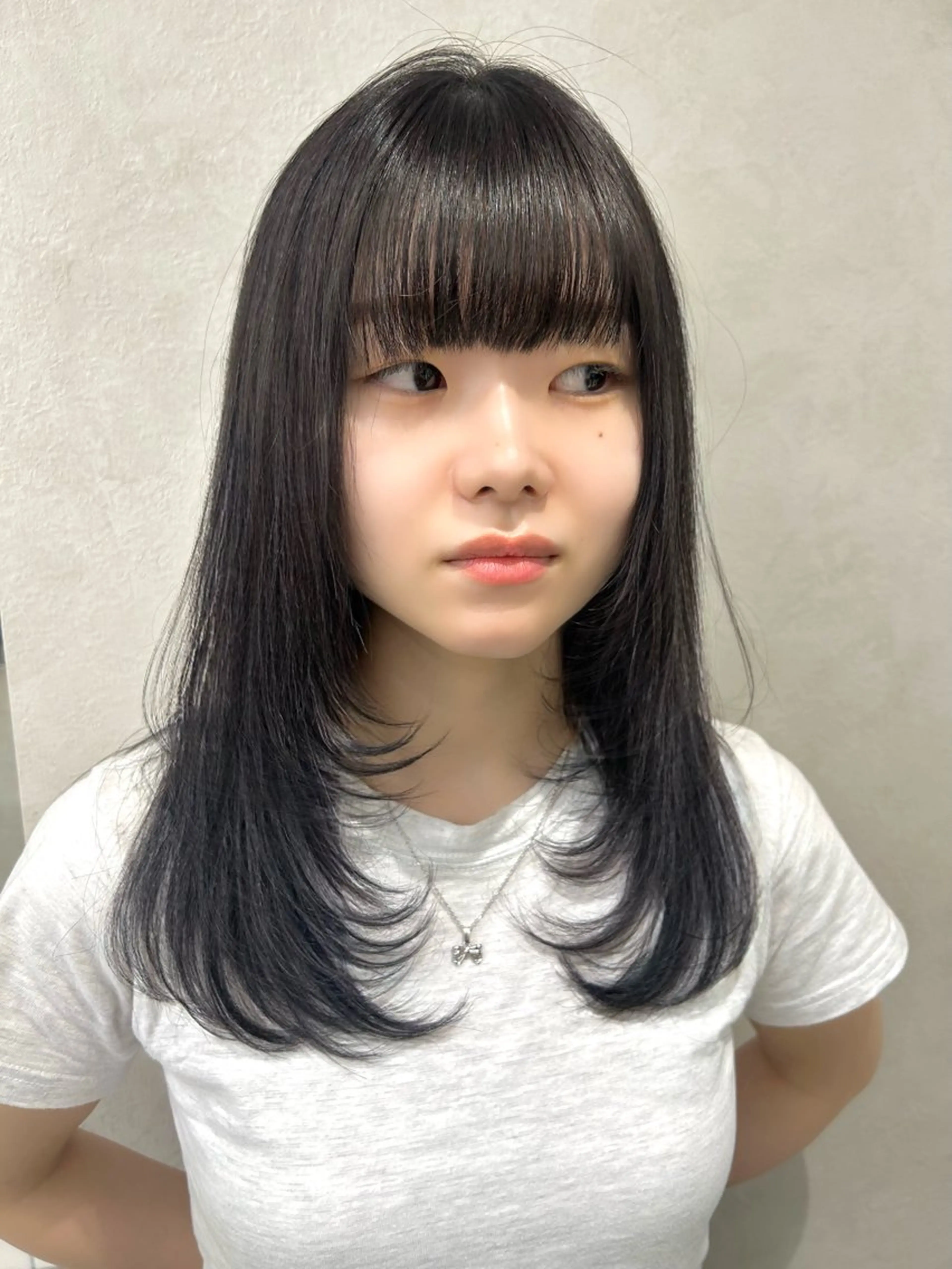 ミディアム カラー ヘアアレンジ カット ヘアカラー トリートメント 韓国ヘア🎀 ふみかのヘアスタイル
