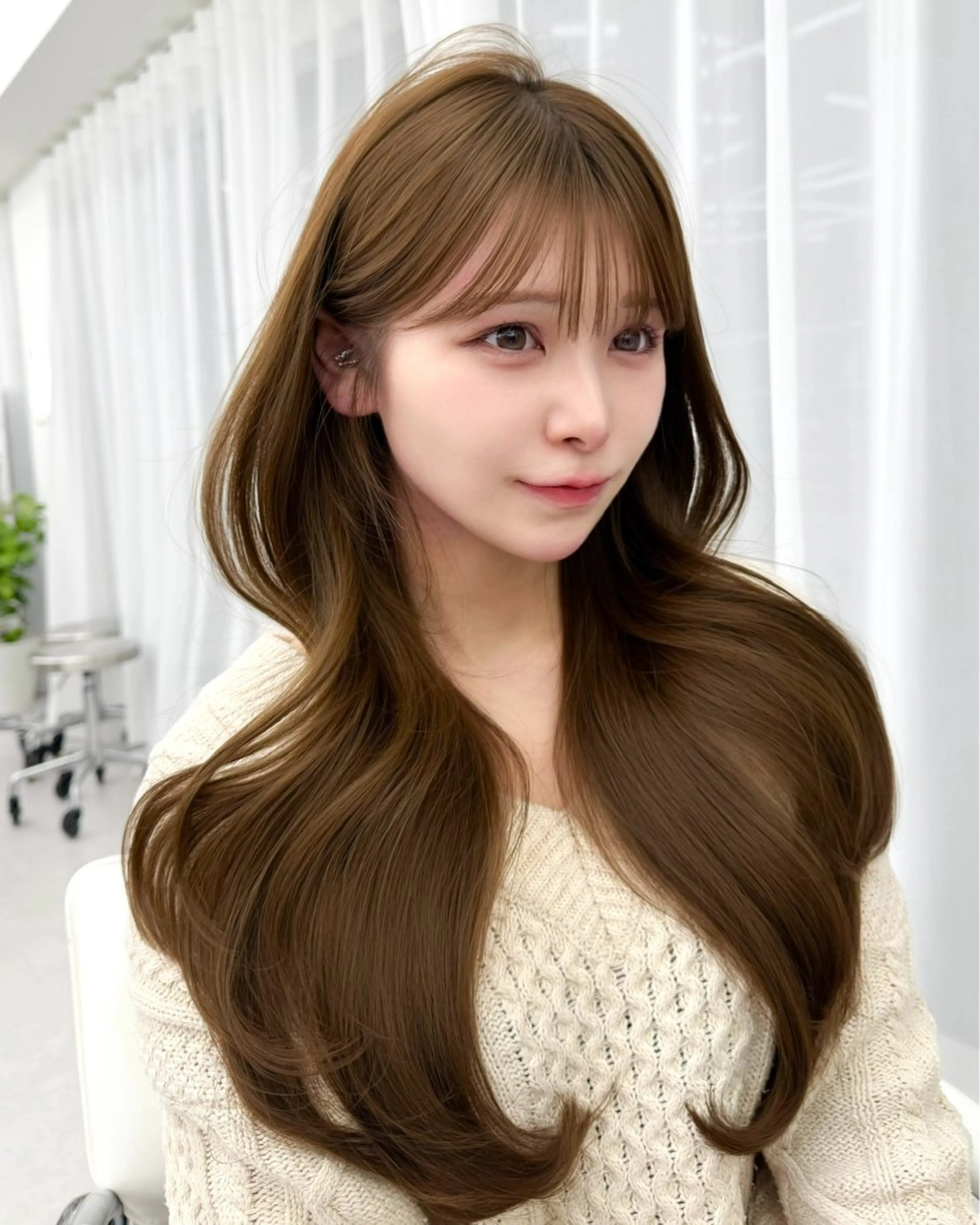 ロング カラー カット ヘアカラー トリートメント 韓国ヘア　紗希 🦋のヘアスタイル