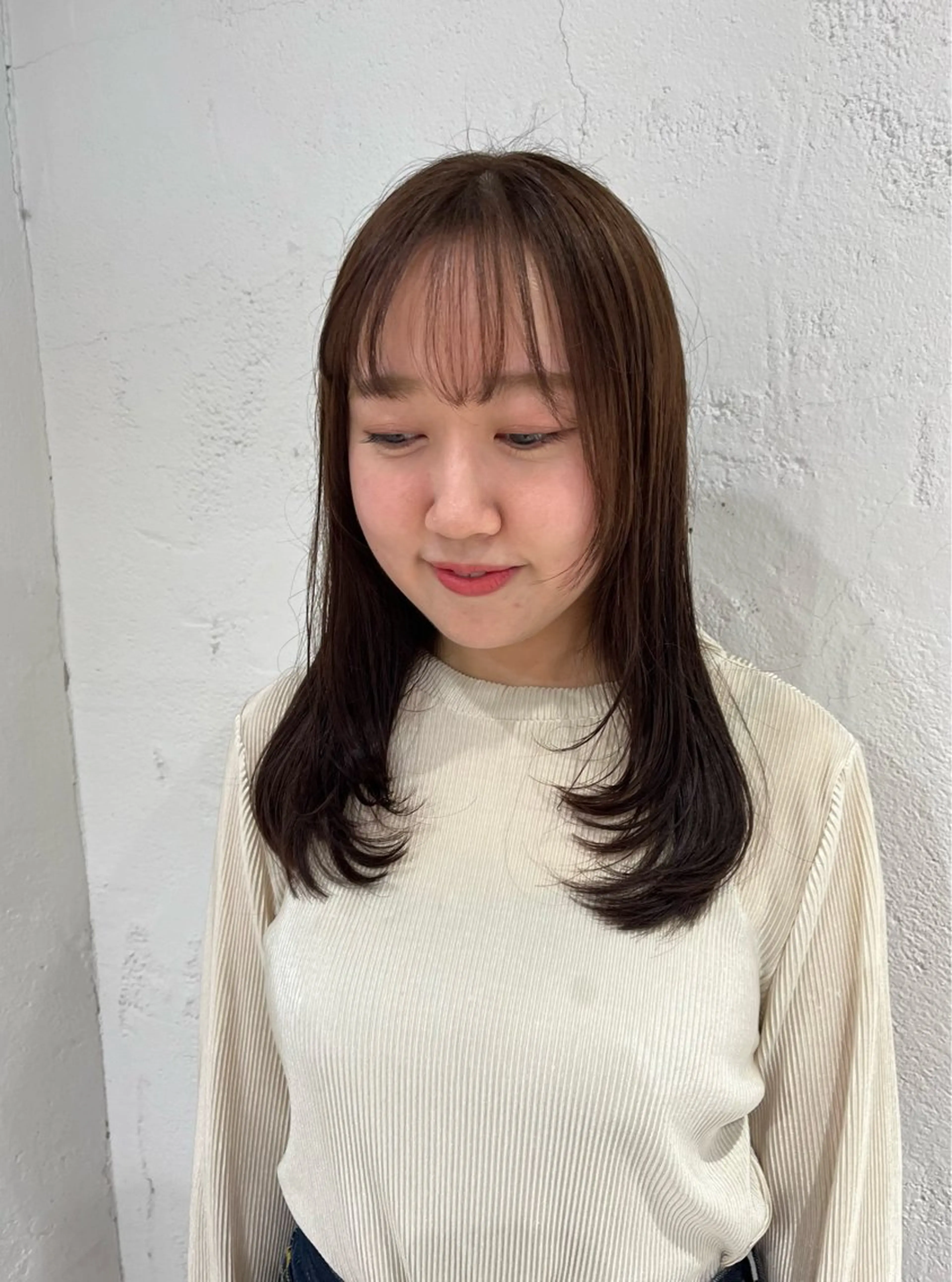 セミロング カラー アッシュ ベージュカラー レイヤーカット ボブ/髪質改善カラー 深沢楓のヘアスタイル