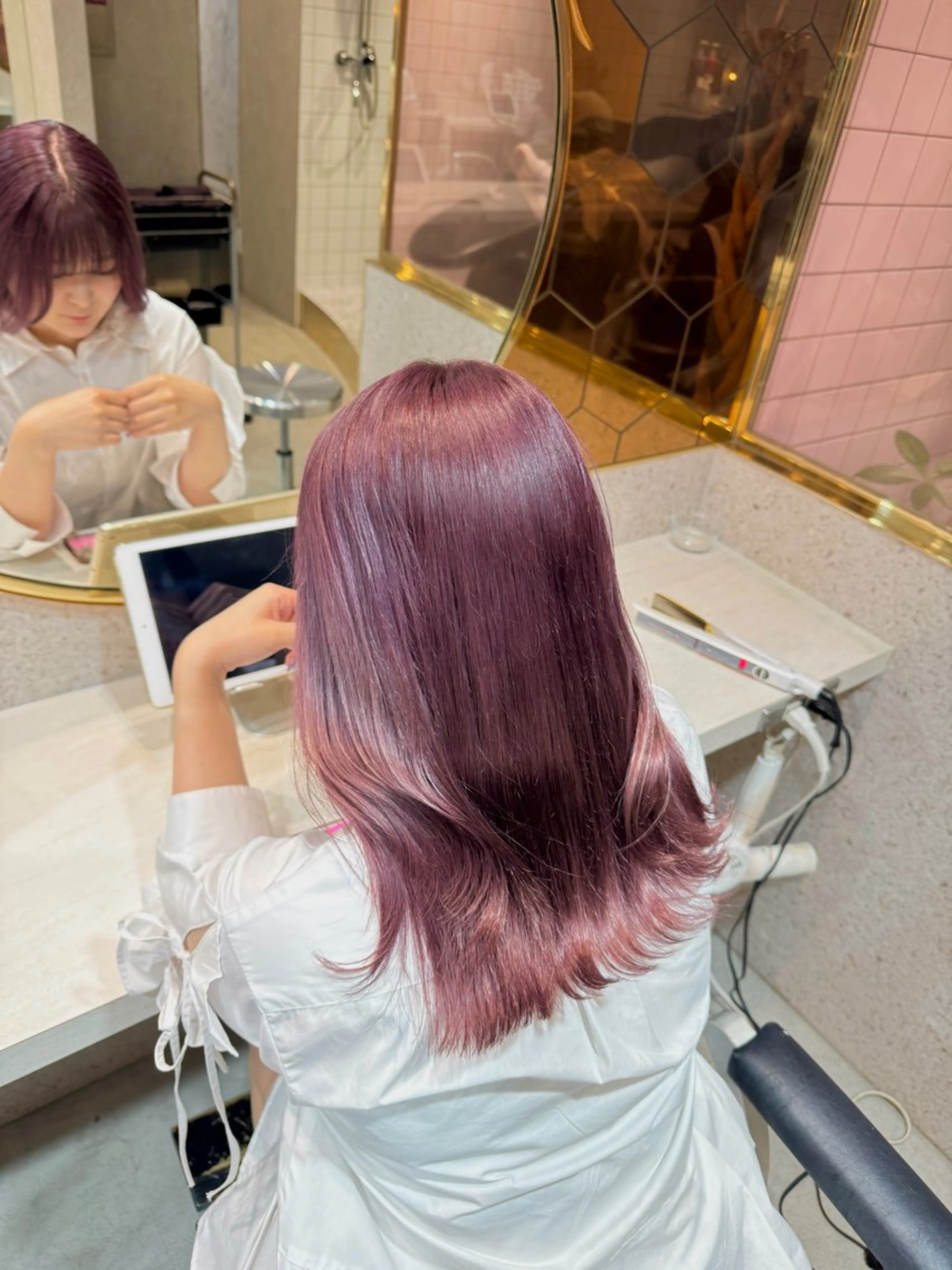 ミディアム パープルカラー カット ヘアカラー トリートメント 🎀しゅな/韓国 レイヤー/透明感♡のヘアスタイル