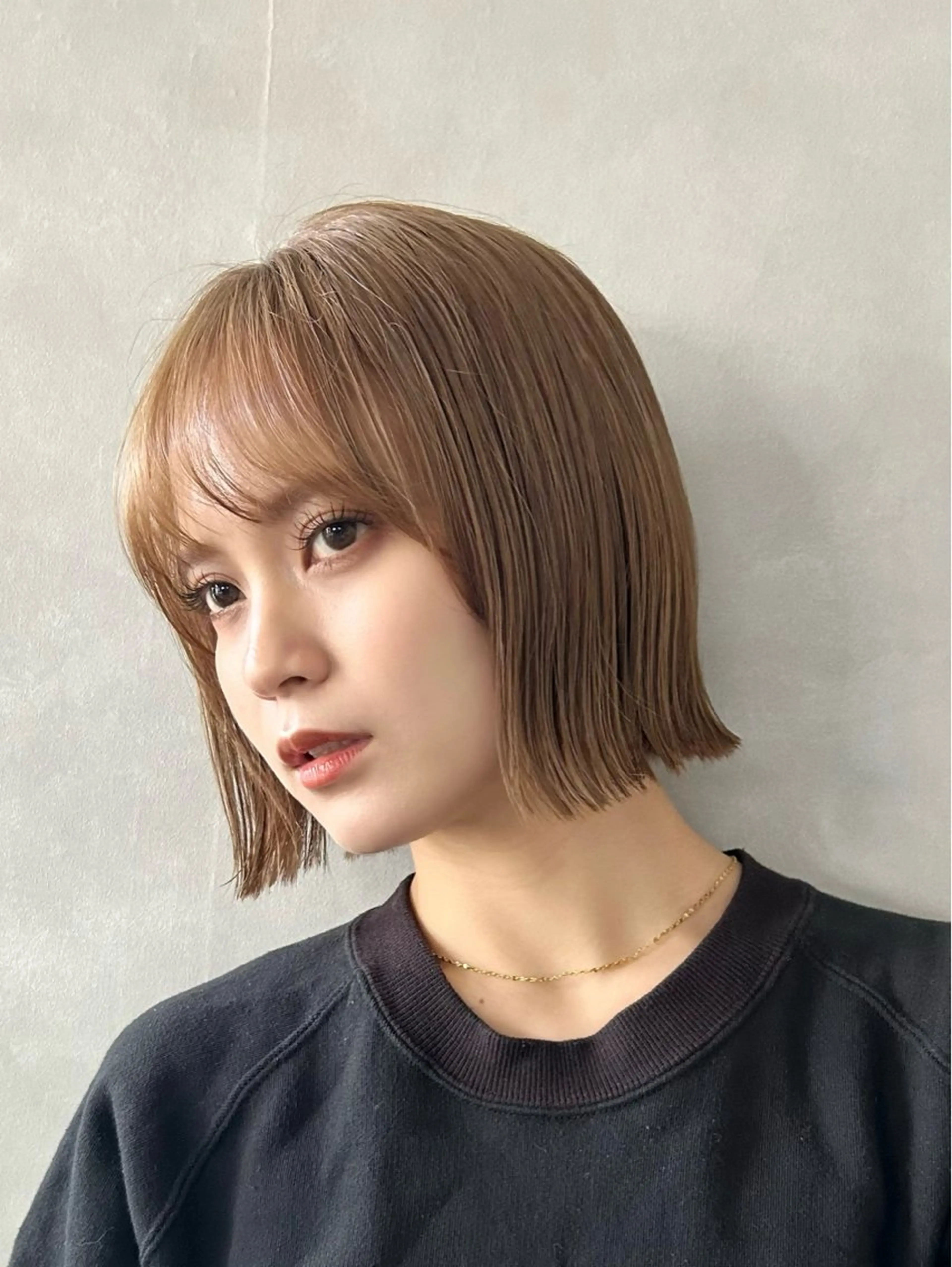 ミディアム カラー ボブ 似合わせカット カット ヘアカラー 結べるくびれボブ/透 明感カラーtaigaのヘアスタイル