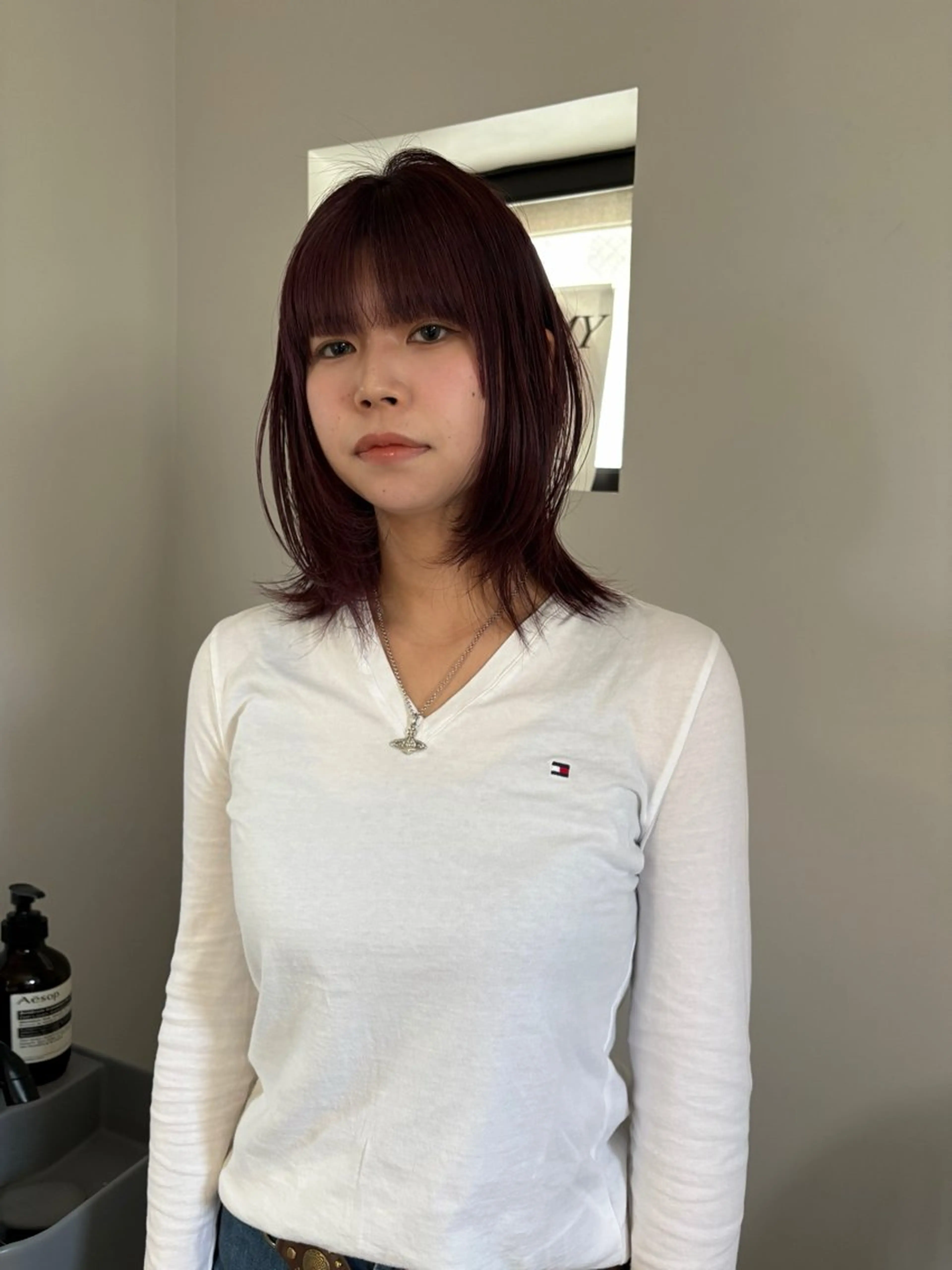 ミディアム カット ヘアカラー トリートメント Zoey Ayakaのヘアスタイル