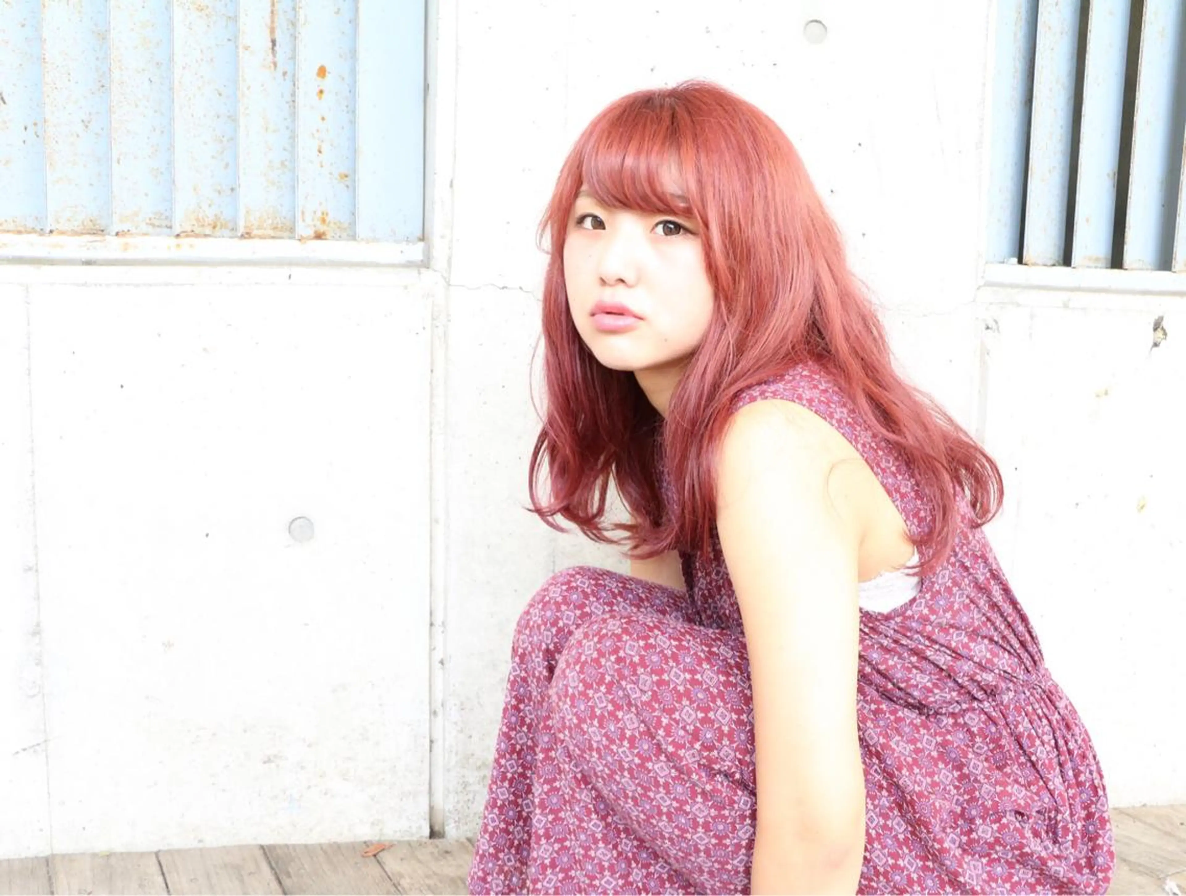 ミディアム セミロング ロング カラー イルミナカラー ピンクカラー LUCK本厚木 浦住 貴大のヘアスタイル