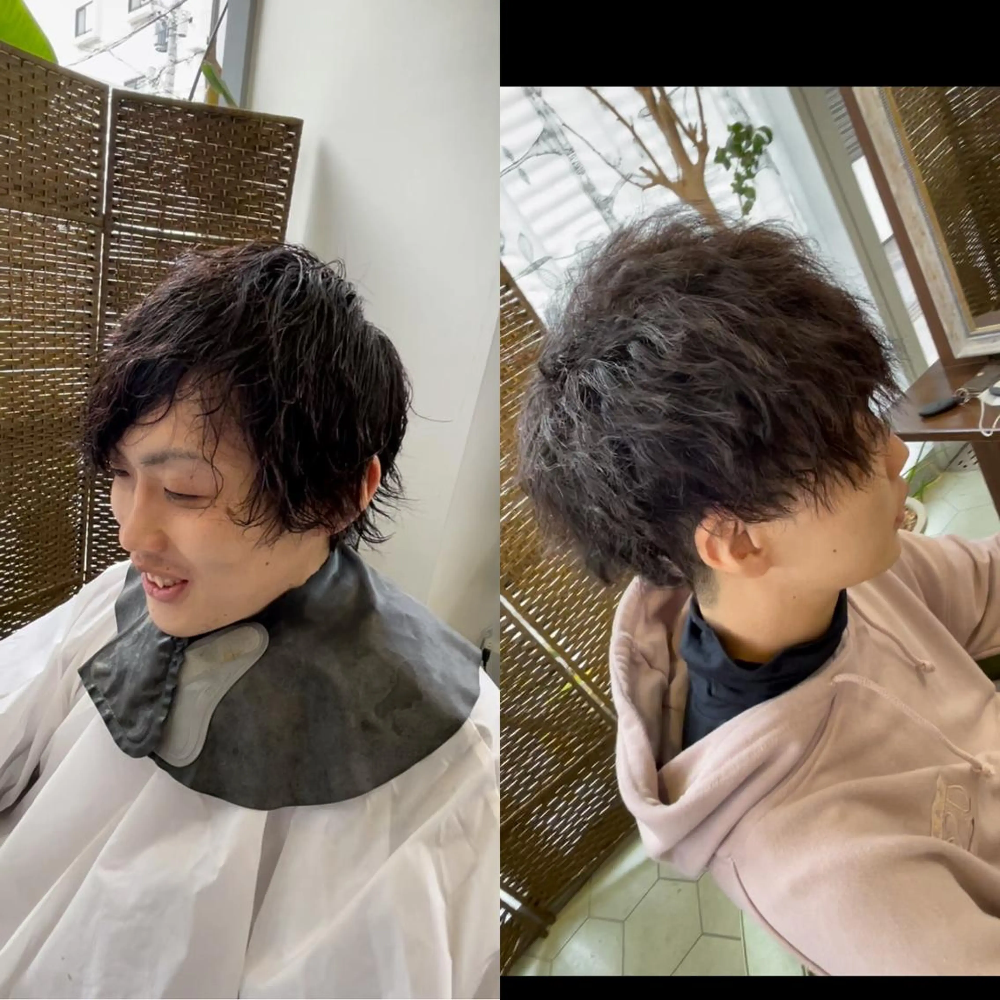 ミディアム パーマ メンズ ミディアムパーマ フェードカット メンズメッシュ メンズパーマ スキンフェード カット パーマ ヘアセット share salon　SCENA所属・堤太志 メンズパーマ特化のヘアスタイル