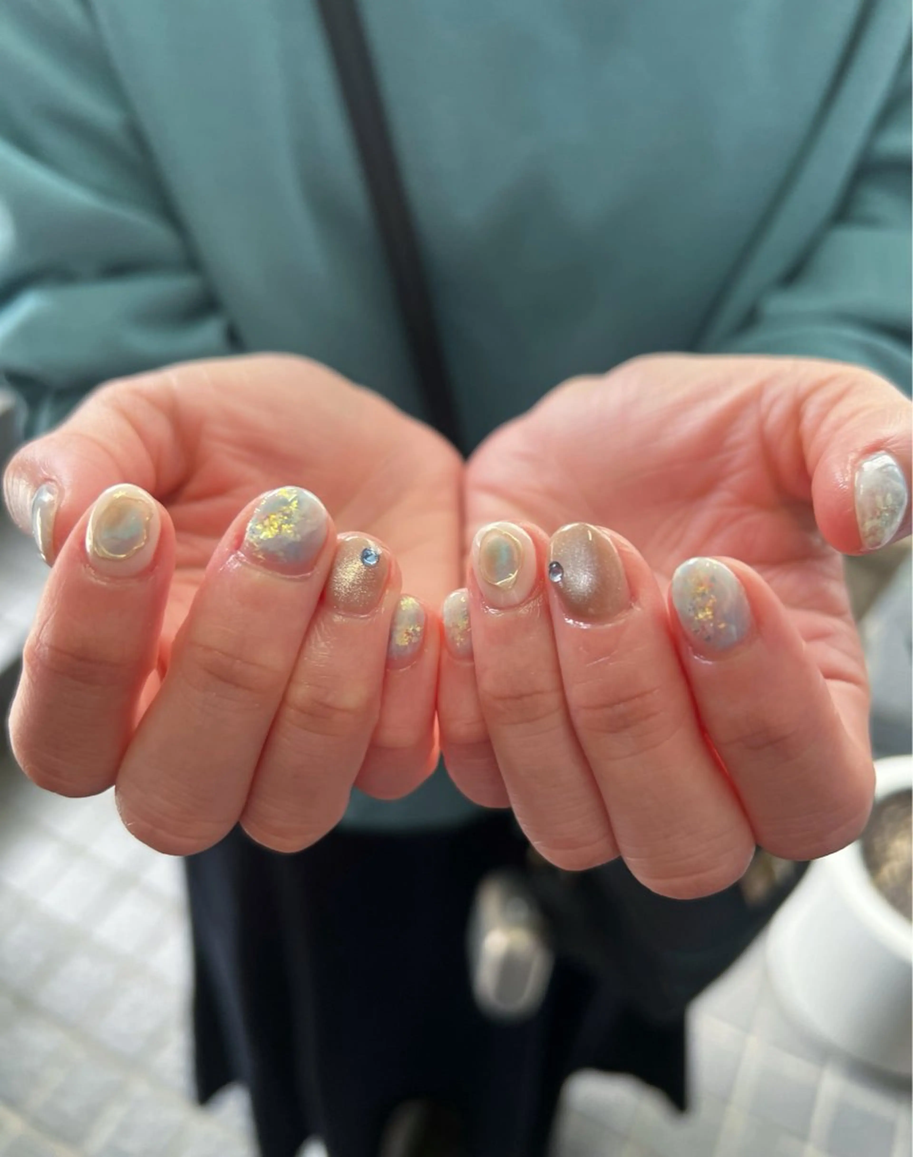 ネイル 水色 ハンドネイル ヘアメイクネイリスト 💄💅hidemiのネイルデザイン