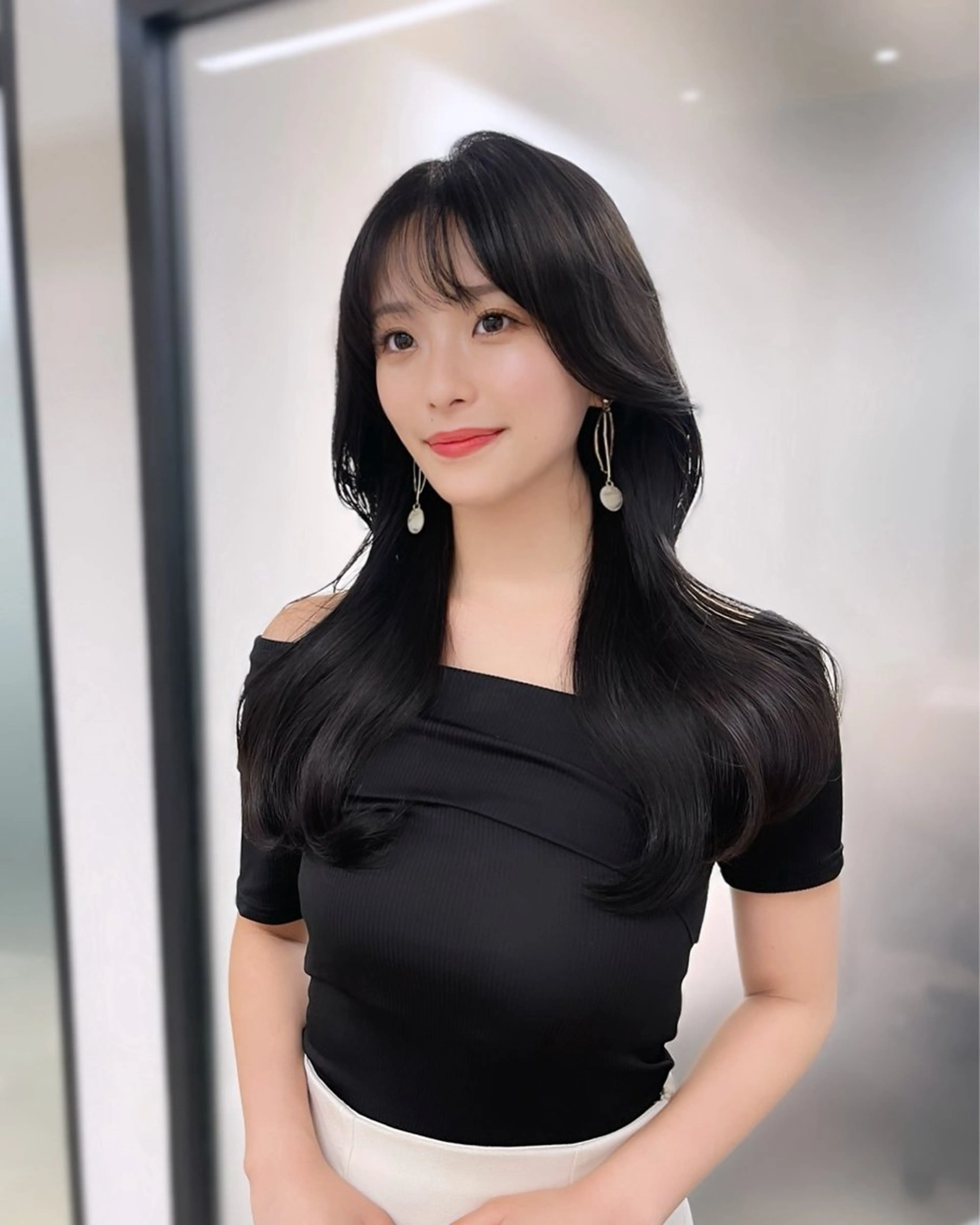 セミロング 韓国風ヘア レイヤーカット カット トリートメント 韓国レイヤーカット 髪質改善▫️水野有真のヘアスタイル