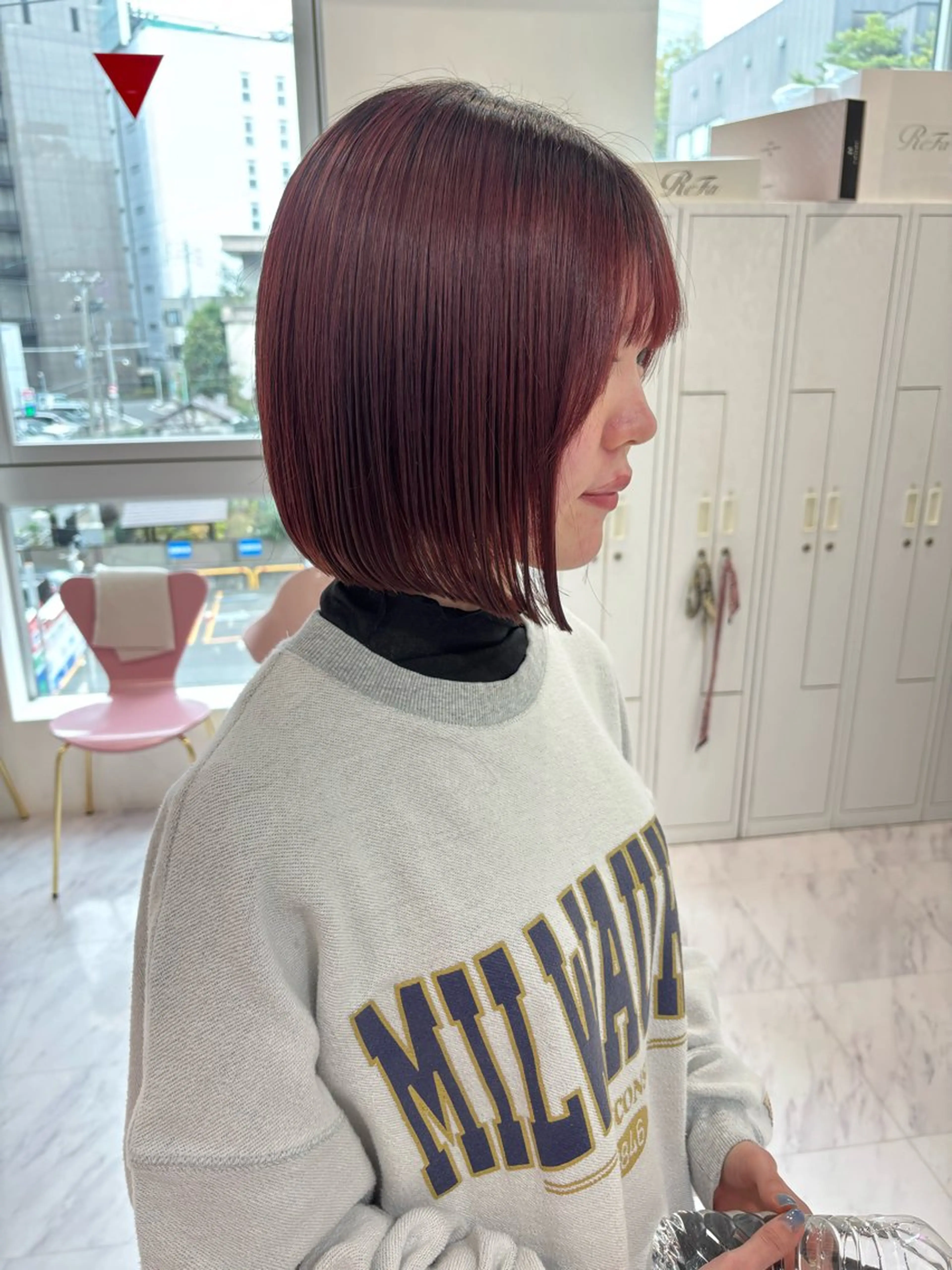 ショート カラー 前下がりボブ ボブ カット ヘアカラー SAYAKA 🍒／ボブ／暖色のヘアスタイル