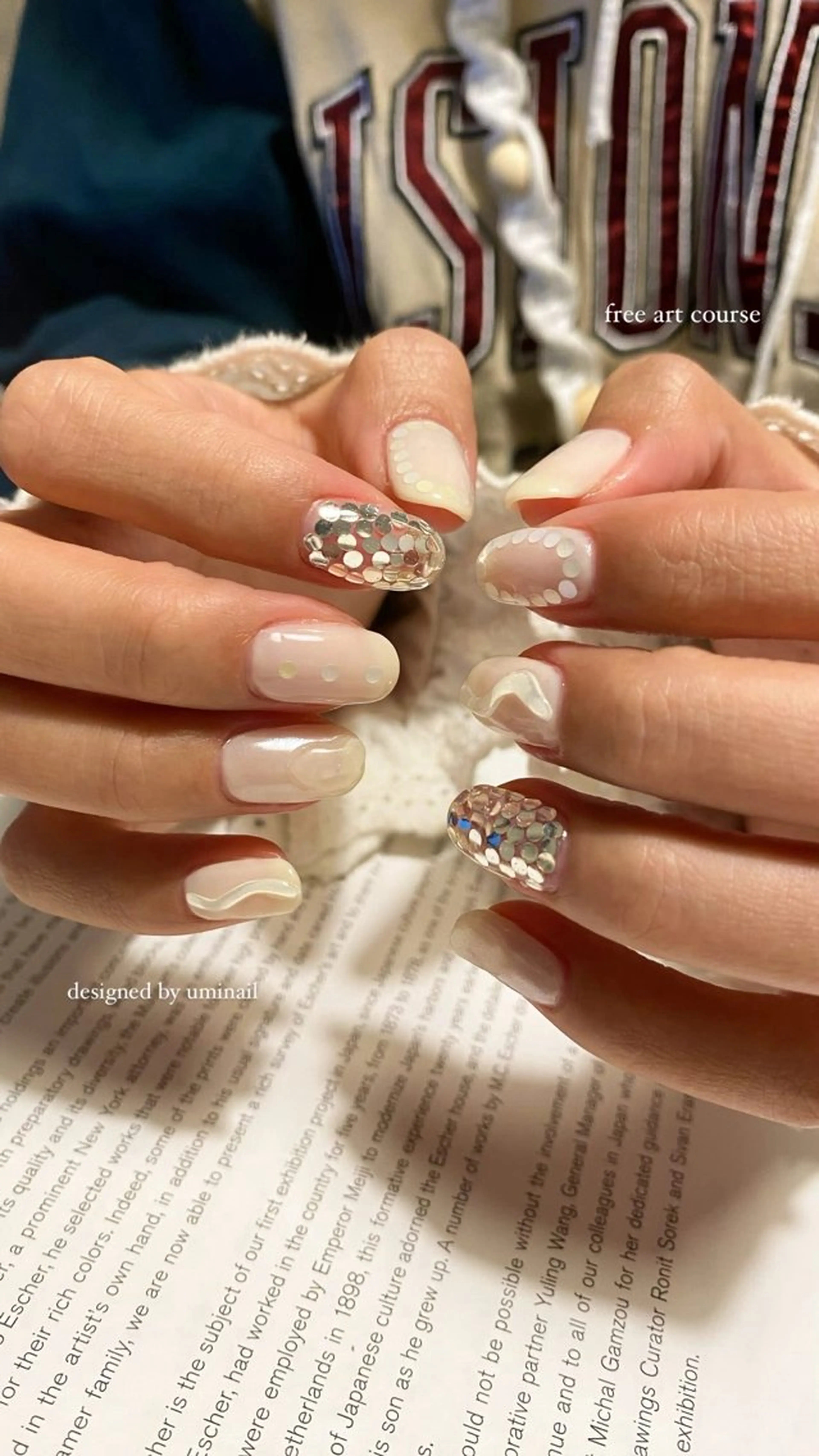 ネイル アートネイル シルバー ホワイト umi nailのネイルデザイン