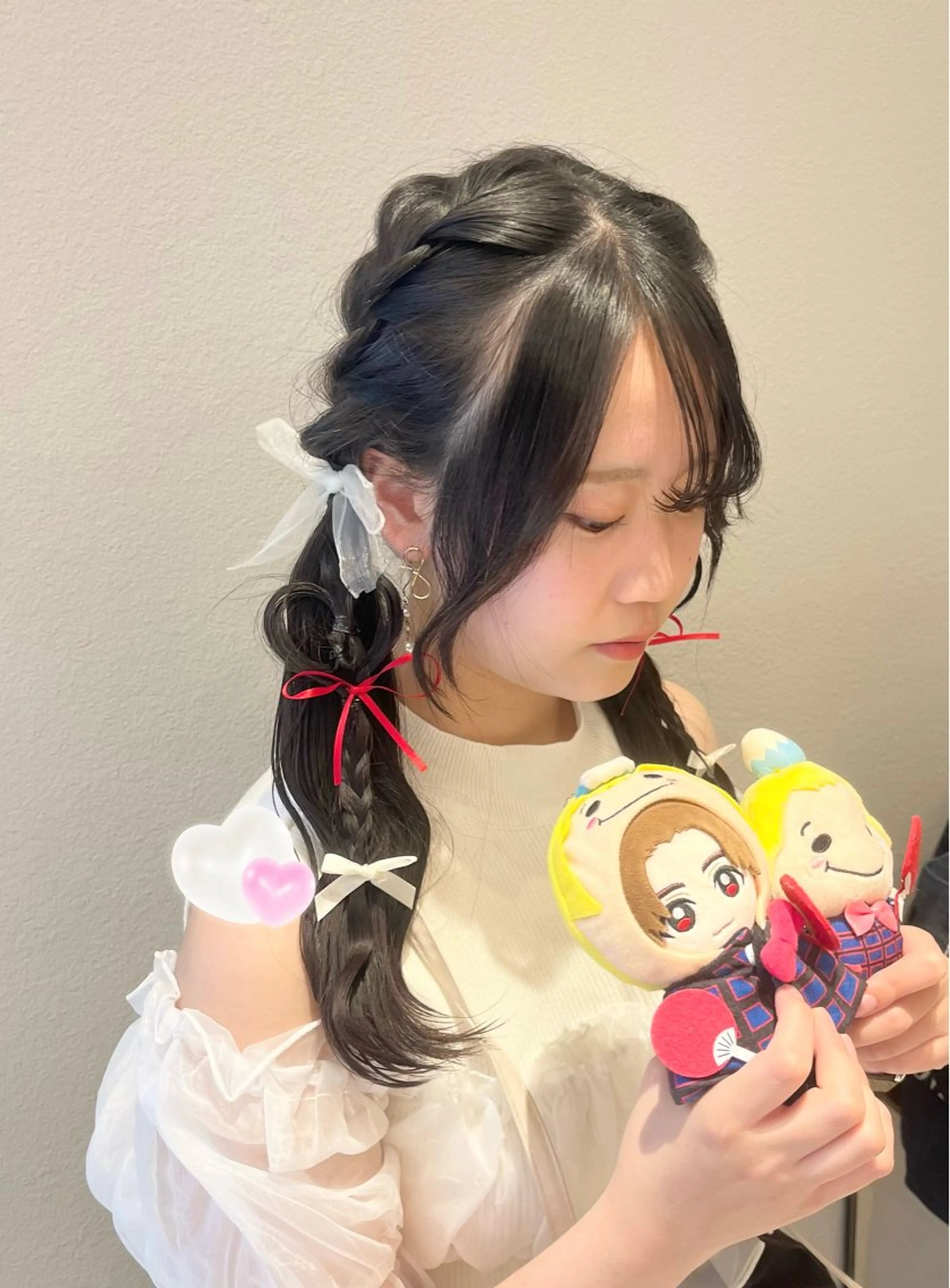 ロング ヘアアレンジ ツインテール ヘアセット ヘアメ/アレンジ/暖 色/顔周り/あつはのヘアスタイル