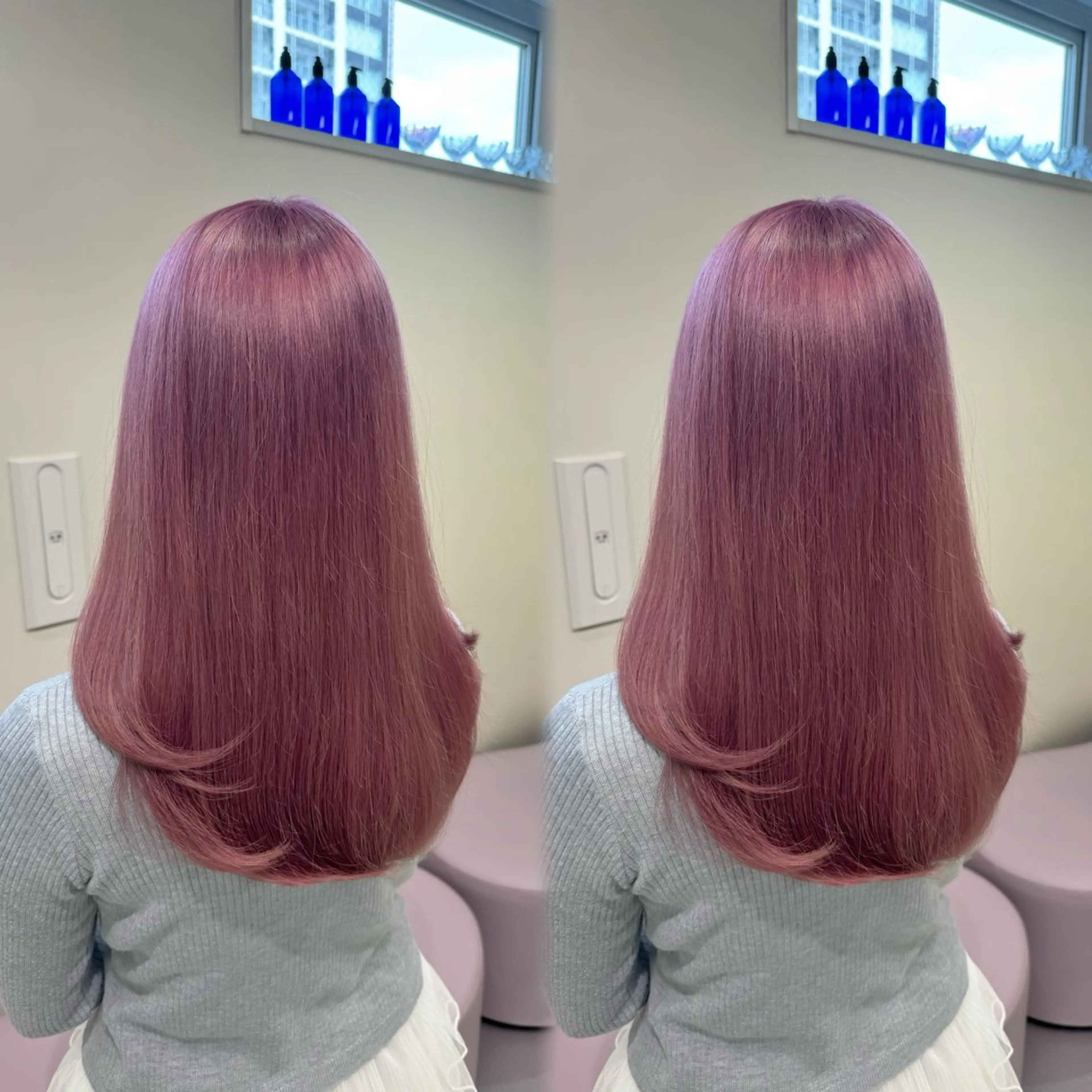 ロング カラー ブリーチ ピンクカラー カット ヘアカラー ozaki renaのヘアスタイル