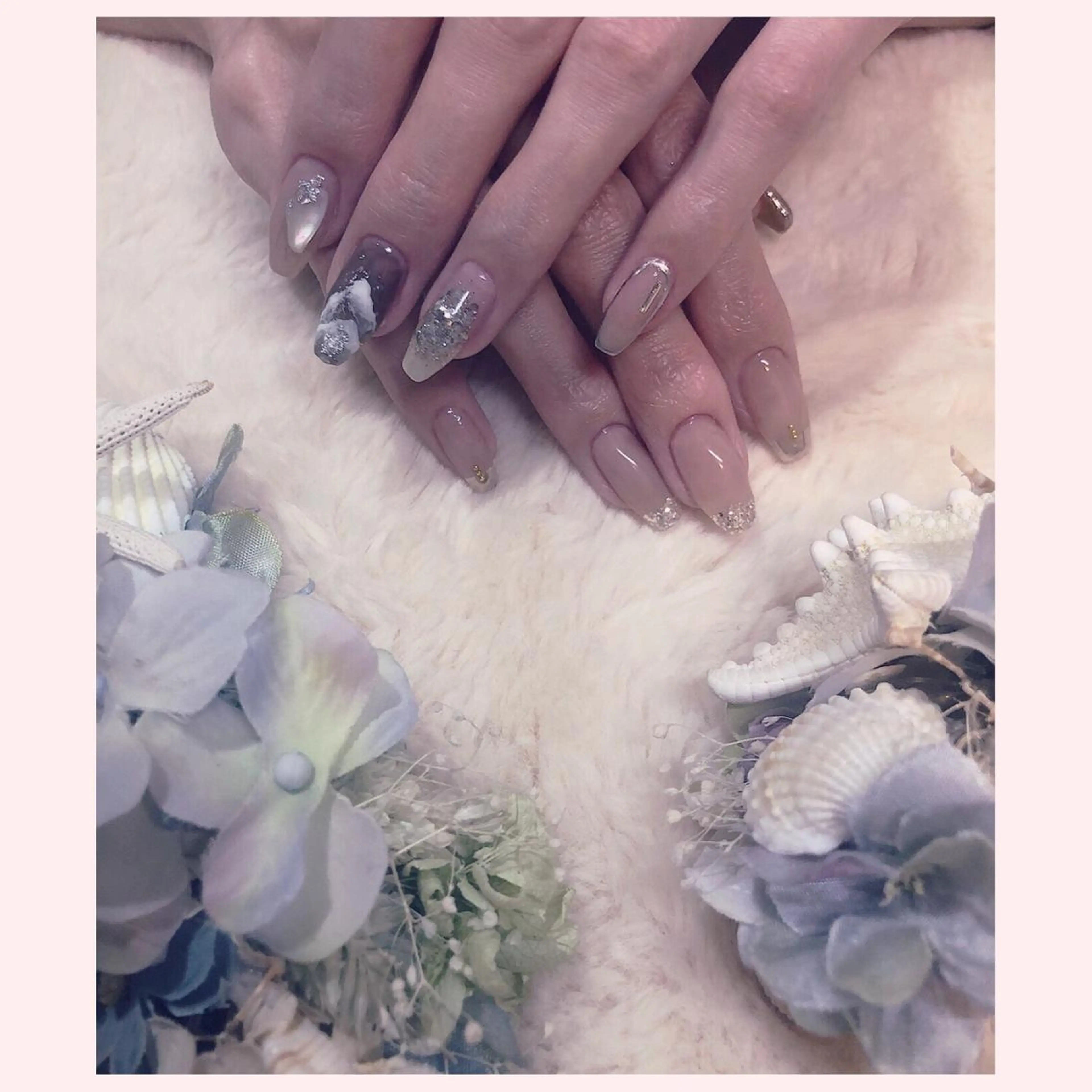 ネイル ミラーネイル ニュアンスネイル ワンカラーネイル ピンク YAS 青柳 安代のネイルデザイン