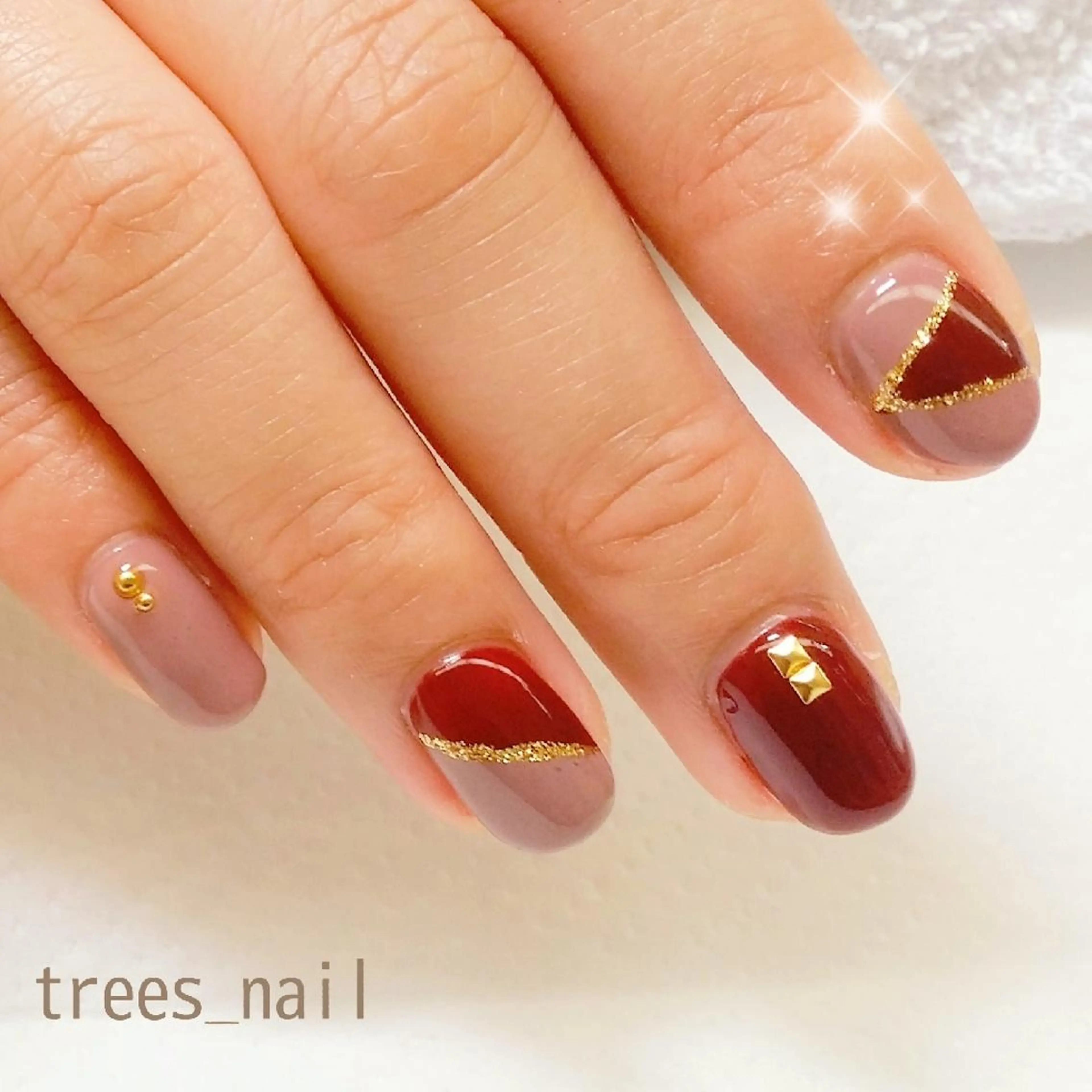ネイル ボルドー ハンドネイル フットネイル trees_ nailのネイルデザイン