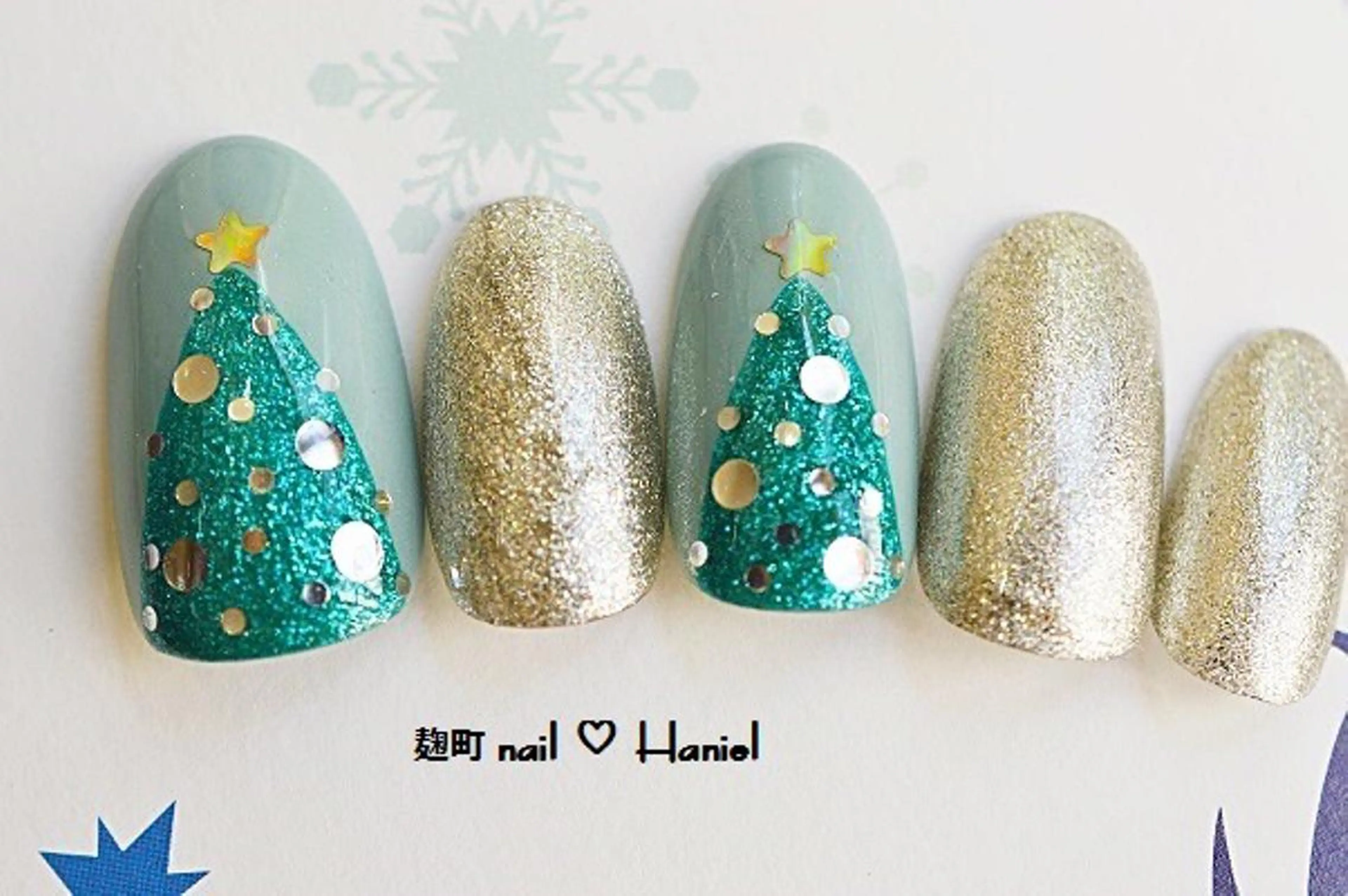 ネイル アートネイル ジェルネイル パラジェル 冬ネイル クリスマス nail Haniel所属・半蔵門サロンハニエル 魅神 ちよのネイルデザイン