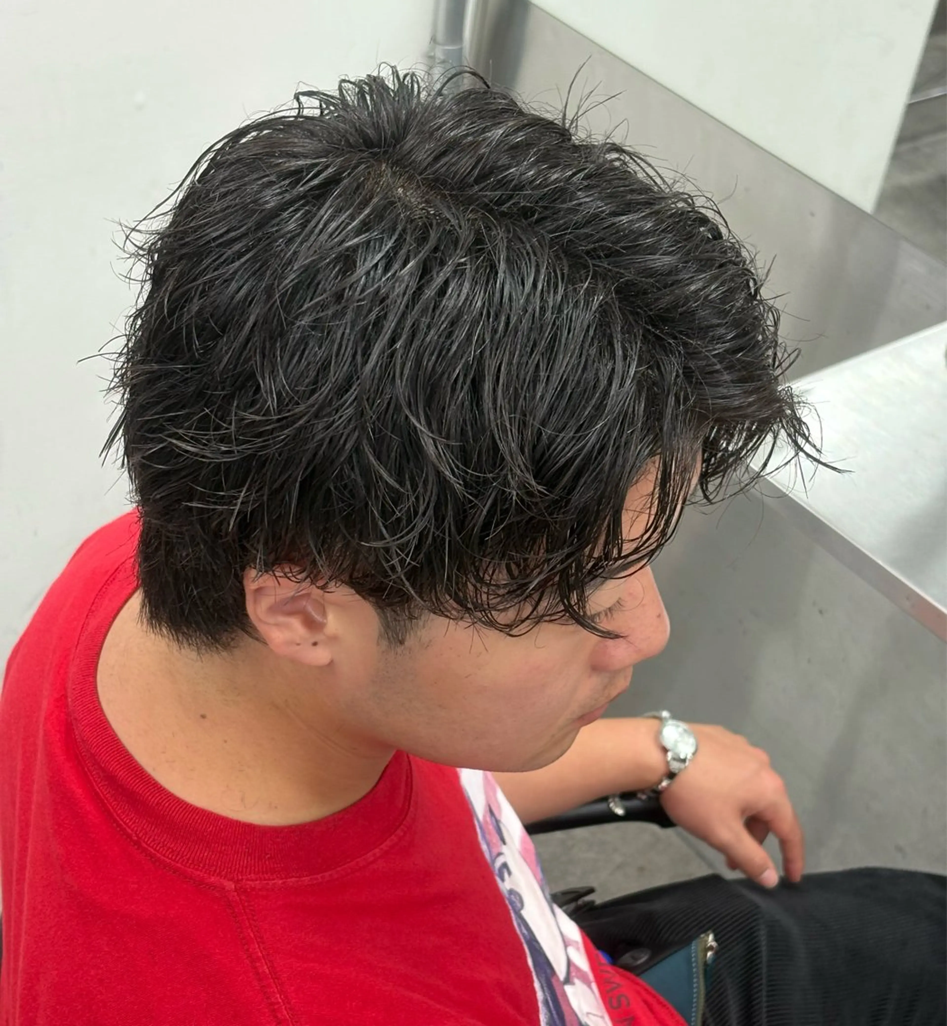 ミディアム カラー パーマ メンズ カット ヘッドスパ ヘアセット メンズパーマ特化 🔥韓国ヘア職人🔥のヘアスタイル