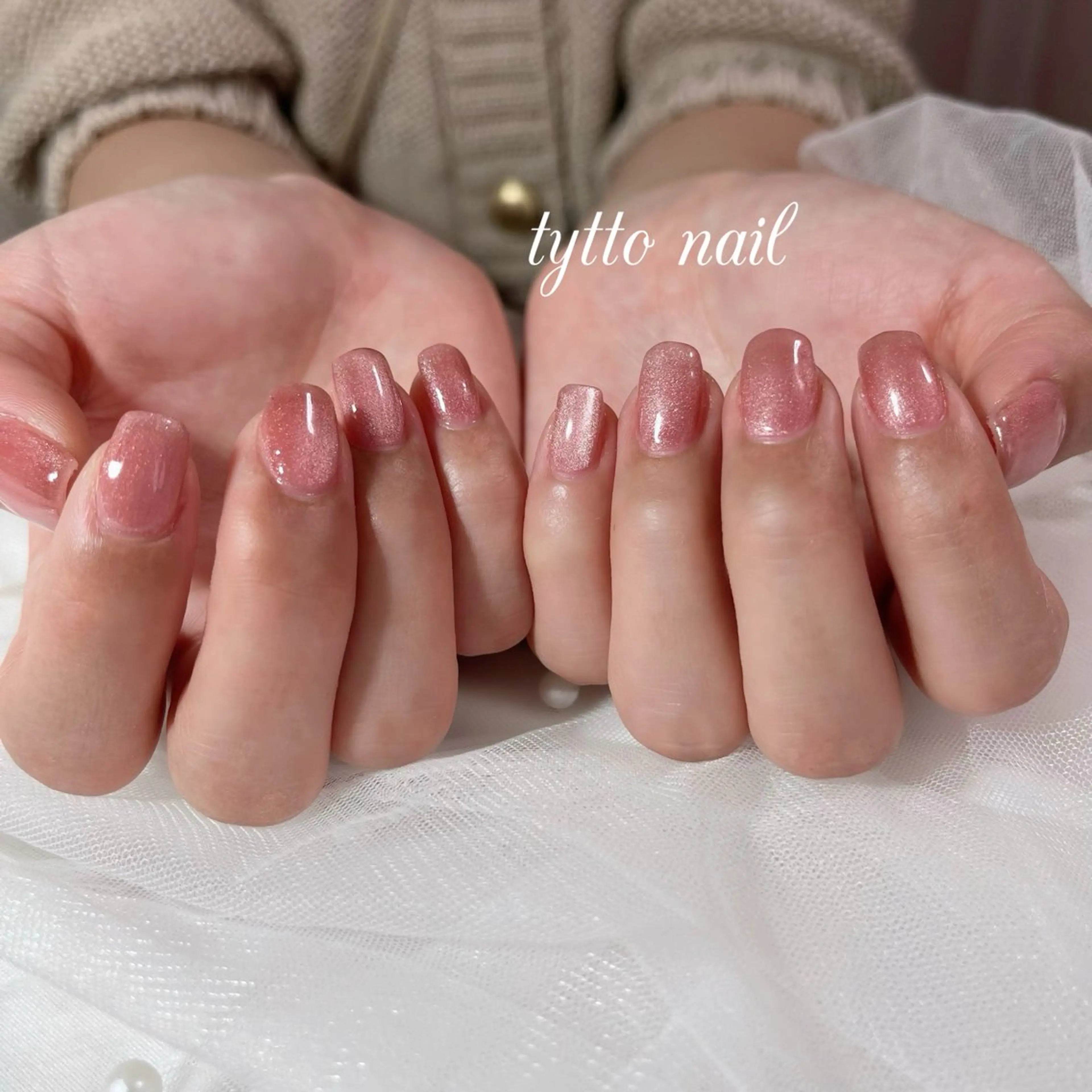 ネイル マグネットネイル オフィスネイル ワンカラーネイル ピンク シンプルネイル tytto nail ❤︎‪‪eri‪‪のネイルデザイン