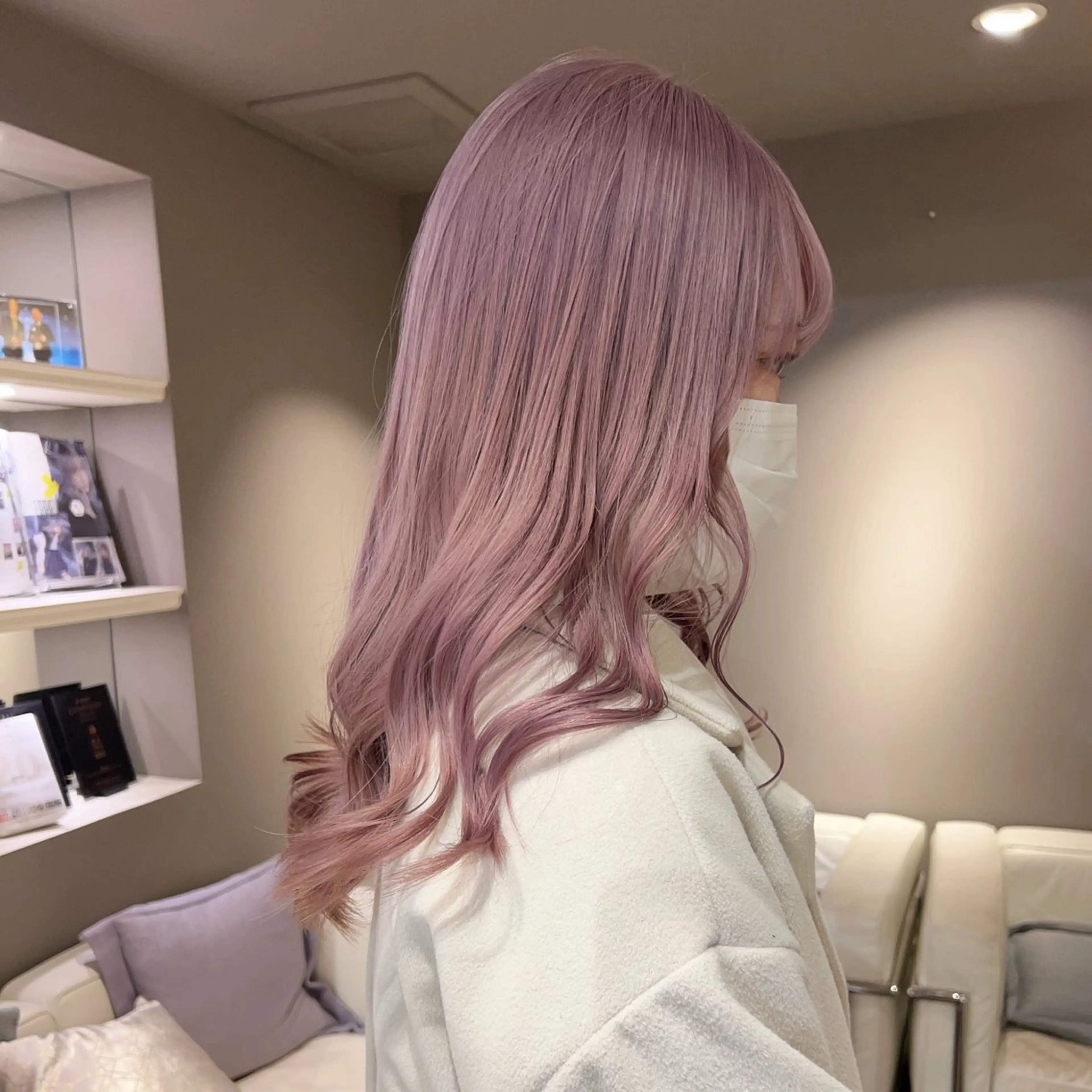 セミロング カラー ブリーチ ケアブリーチ 透明感カラー ピンクカラー レイヤーカット/韓国 艶カラー🪄REN.のヘアスタイル