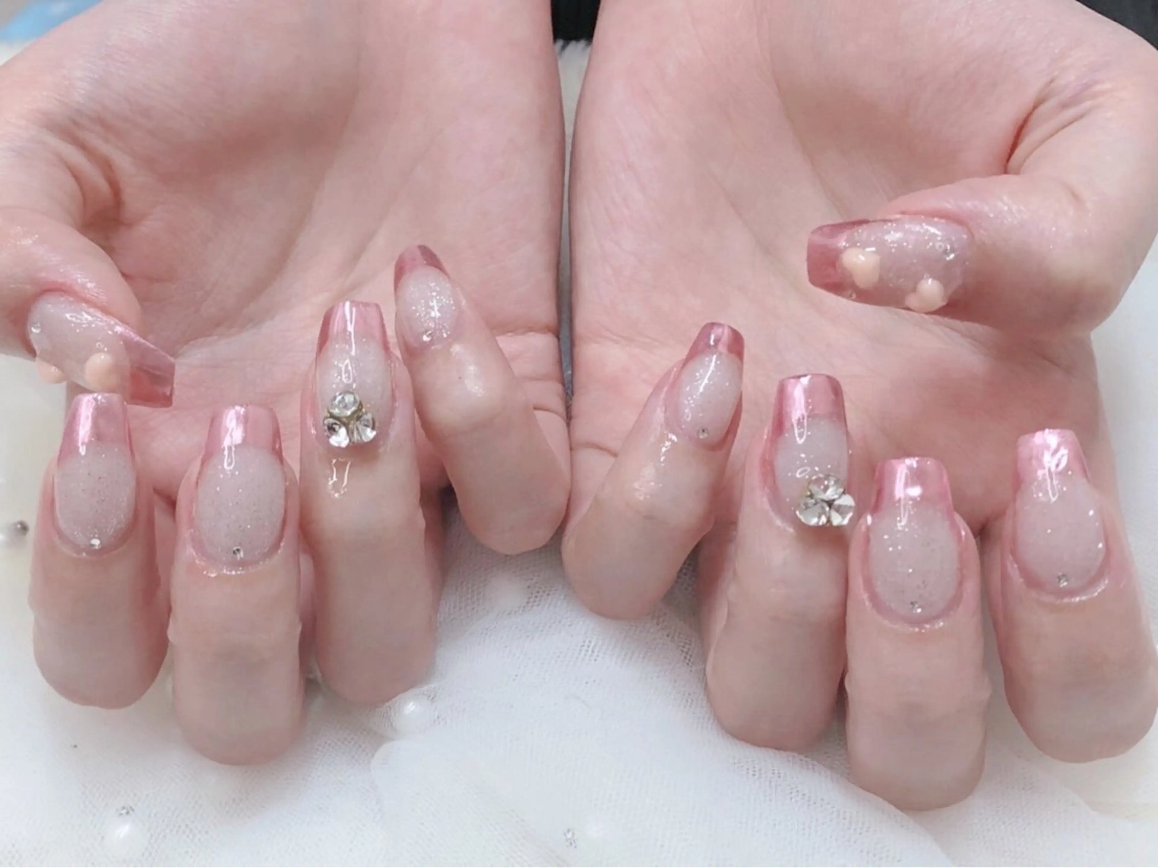 ネイル フットネイル フレンチネイル ジェルネイル ガラスフレンチ 韓国ネイル ハンドネイル ハンドケア 大門浜松町 ネイルのネイルデザイン