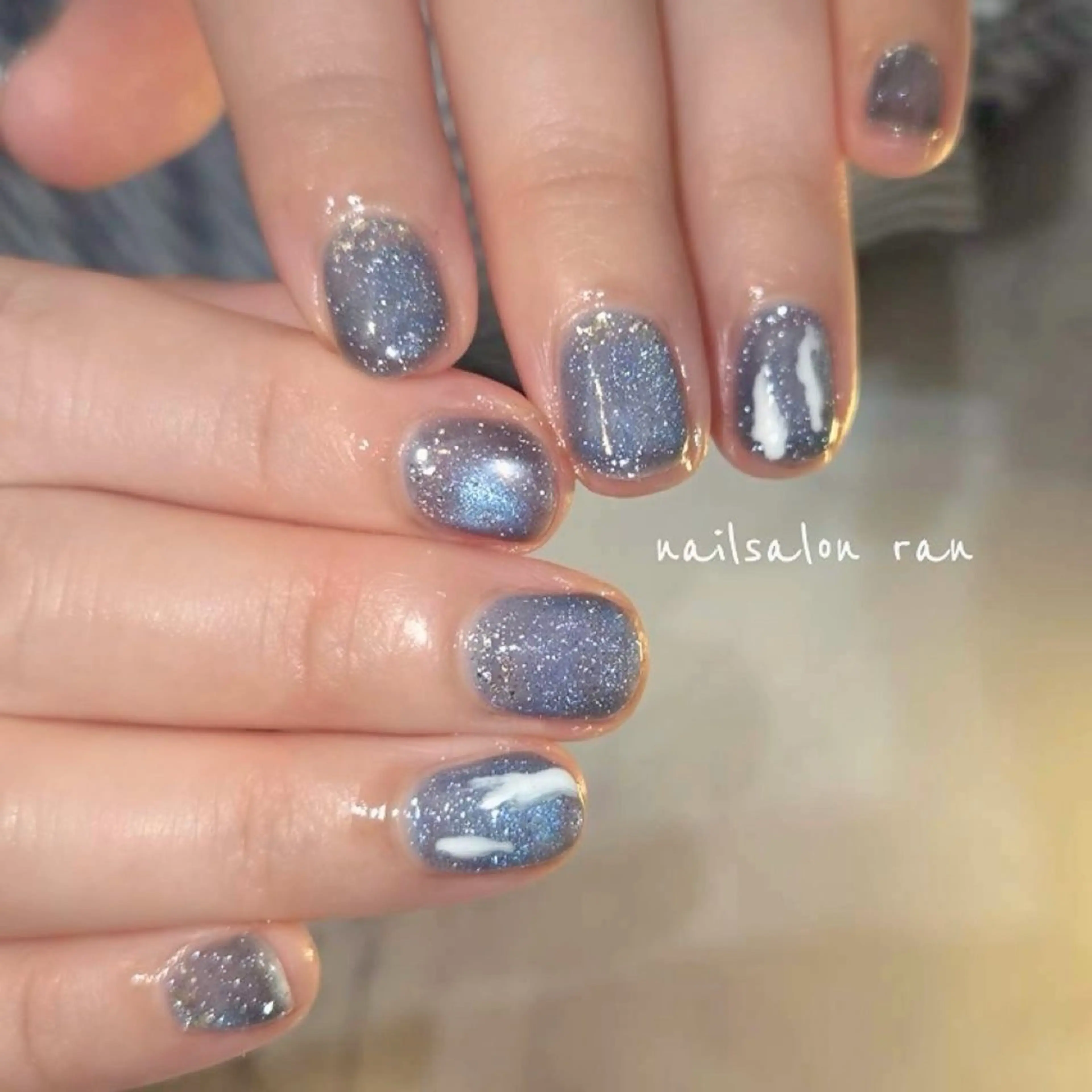 ネイル フラッシュネイル ラメ(グリッター) マグネットネイル ハンドネイル nailsalon ranのネイルデザイン