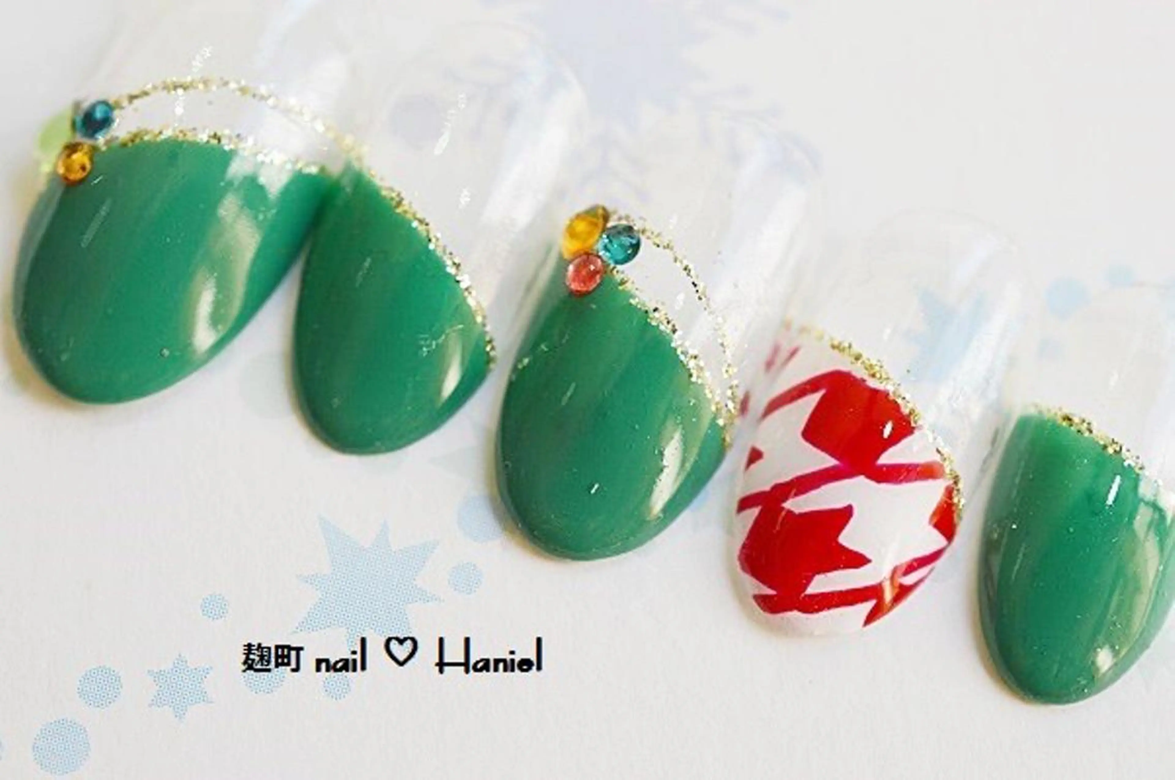 ネイル アートネイル ジェルネイル パラジェル 冬ネイル クリスマス nail Haniel所属・半蔵門サロンハニエル 魅神 ちよのネイルデザイン